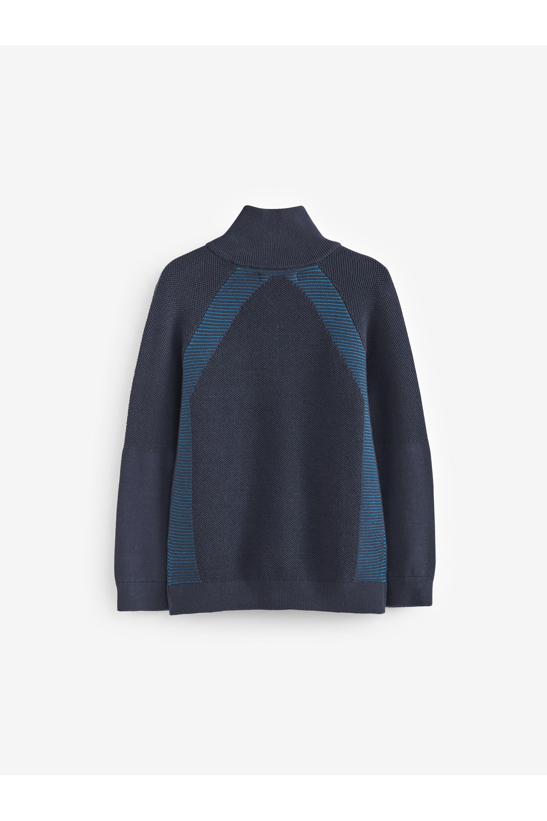 Navy Zip Neck Textured Raglan Jumper (3-16yrs)