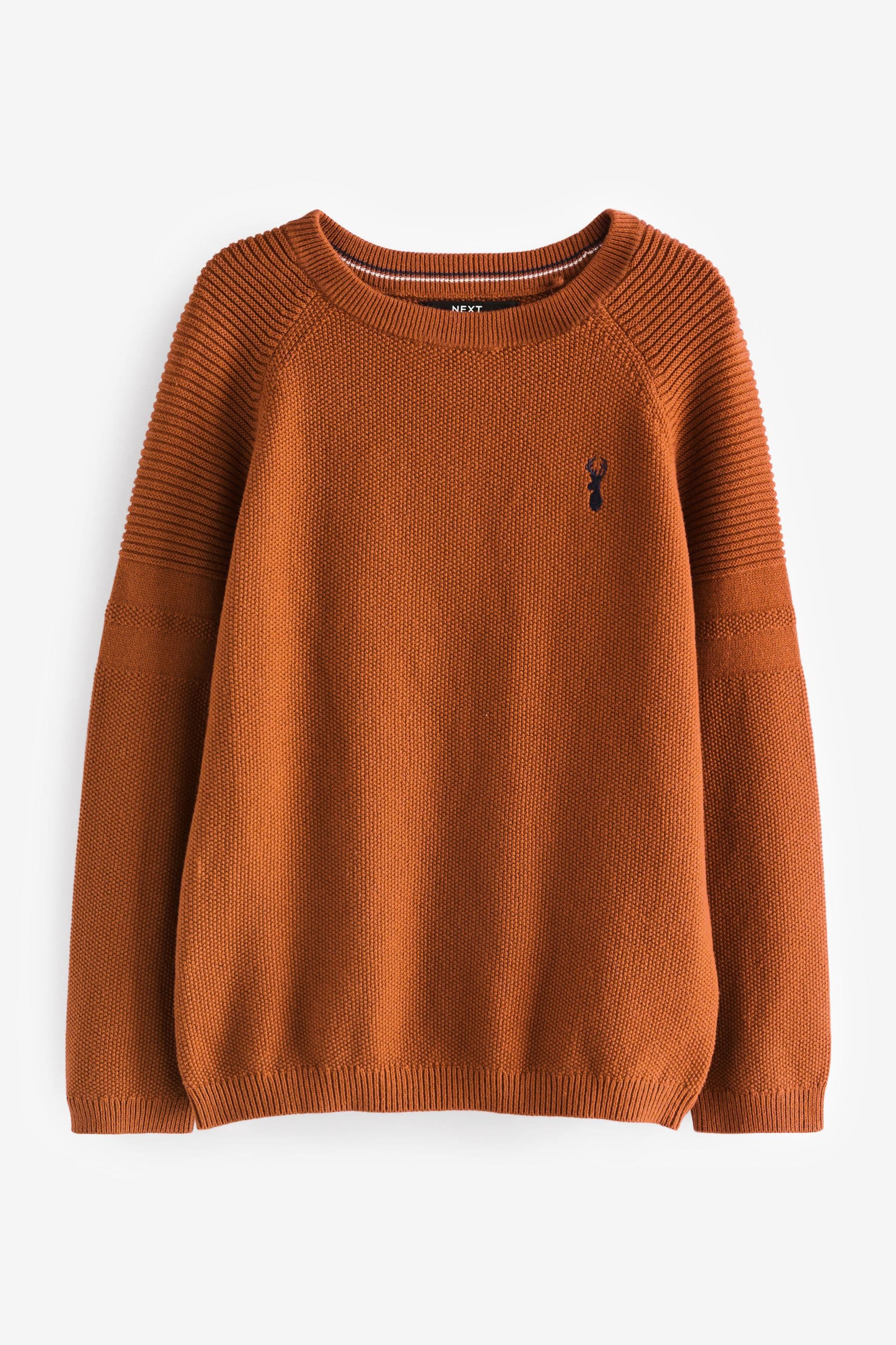 Rust Brown Textured Crew Jumper (3-16yrs)