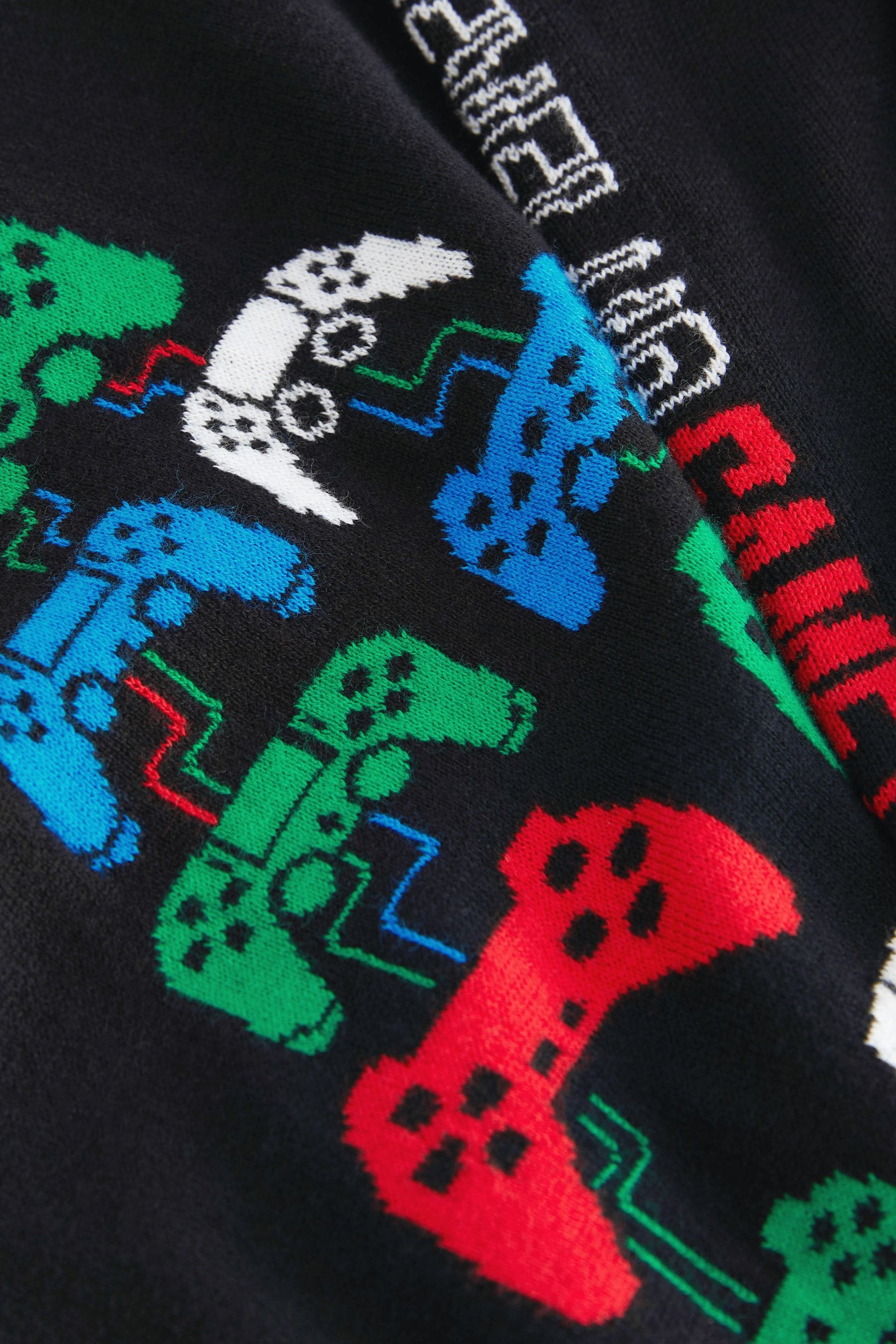 Black Gaming Tree Knitted Christmas Jumper (3-16yrs)