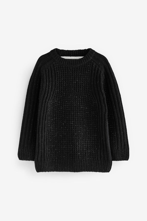 Black Chenille Crew Jumper (3-16yrs)