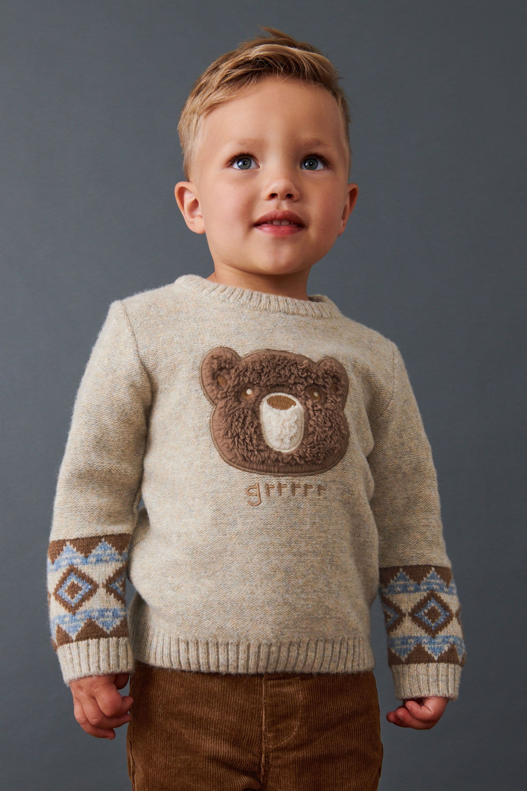 Neutral Bear Knitted Crew (3mths-7yrs)