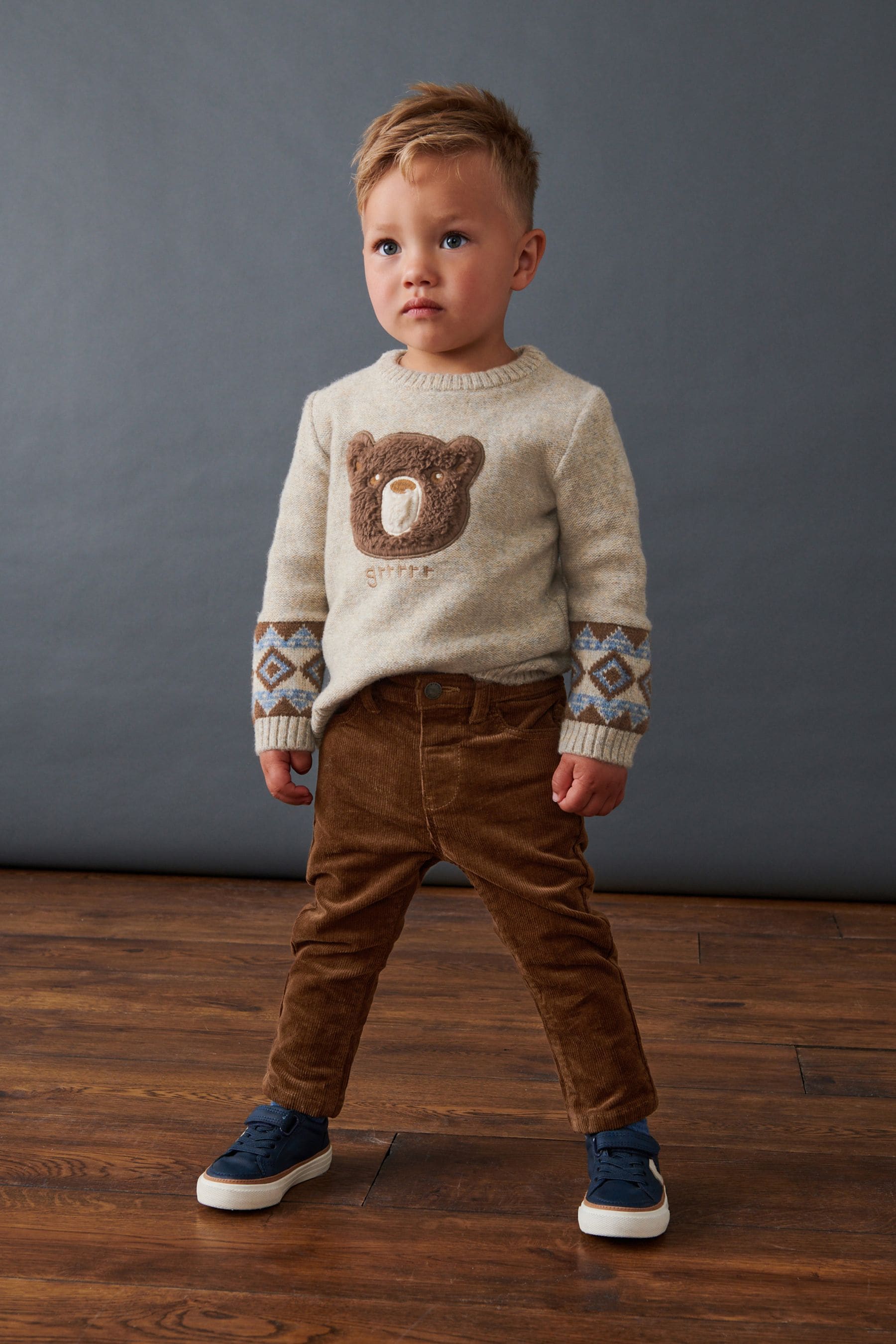 Neutral Bear Knitted Crew (3mths-7yrs)