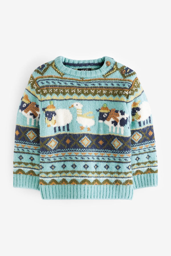 Mineral Blues Animal Character Crew Jumper (3mths-7yrs)