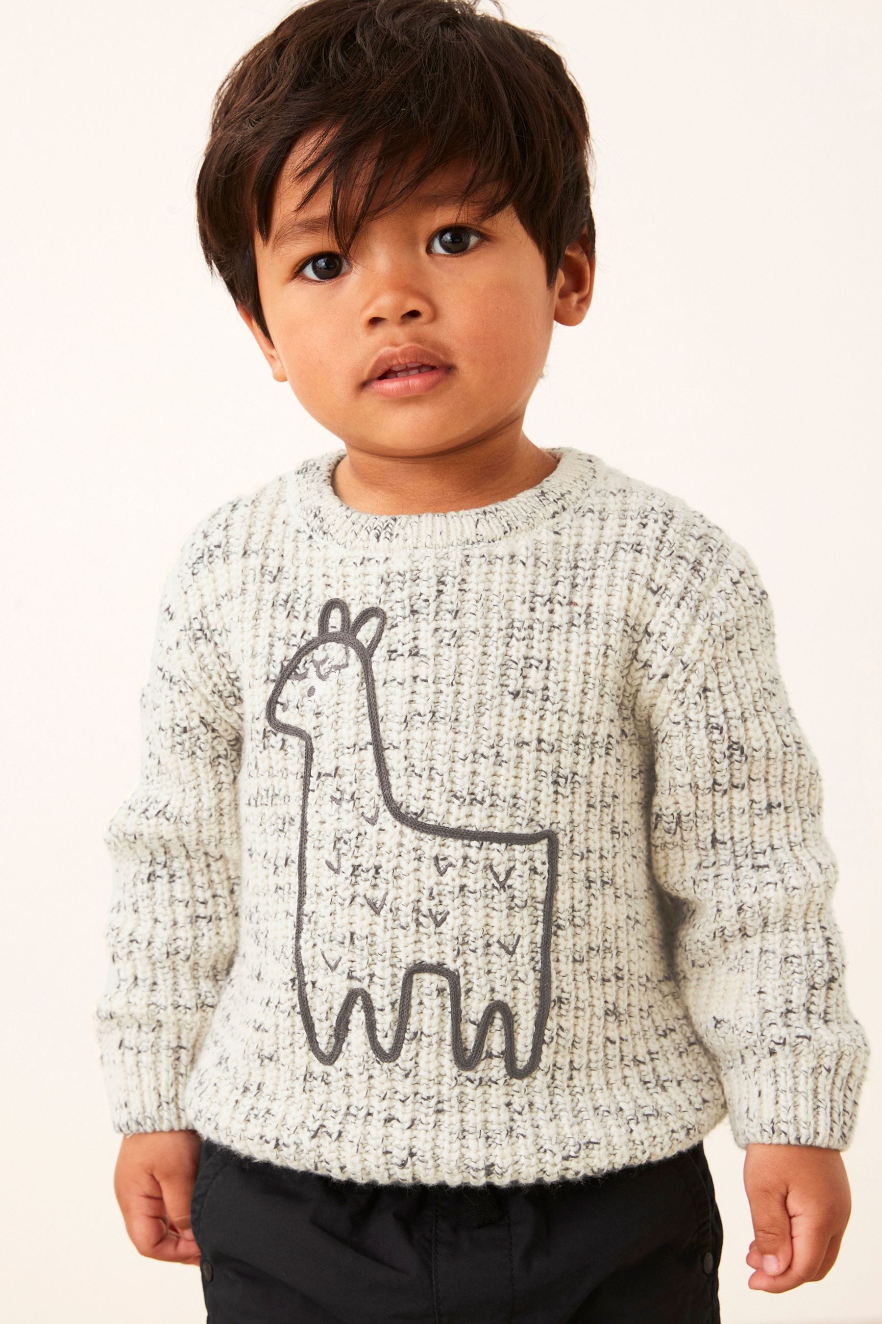 Grey Llama Animal Character Crew Jumper (3mths-7yrs)