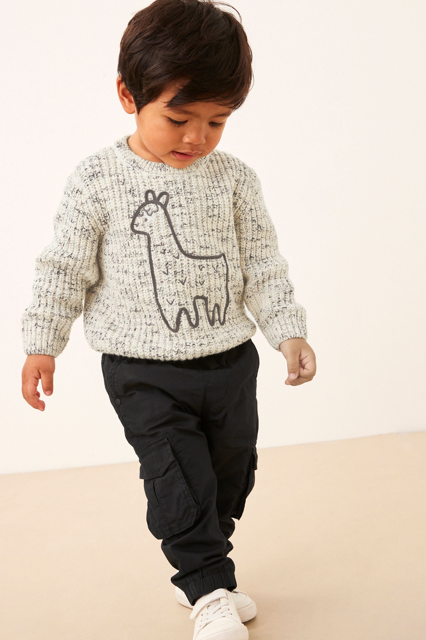 Grey Llama Animal Character Crew Jumper (3mths-7yrs)