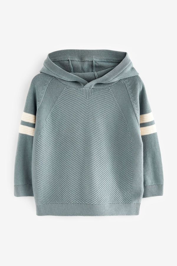 Mineral Blue Knitted Textured Hoodie (3mths-7yrs)