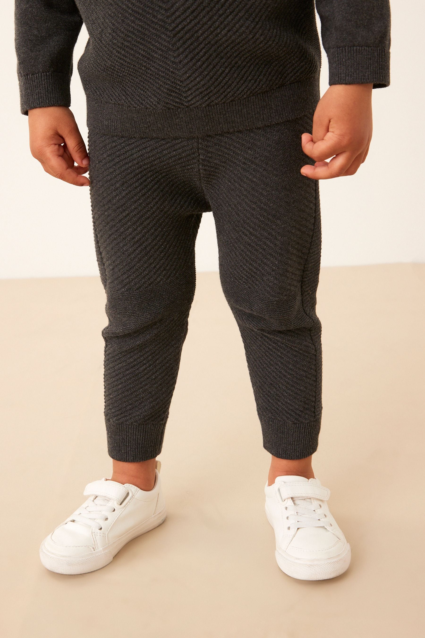 Charcoal Grey Knitted Textured Hoodie and Joggers Set (3mths-7yrs)