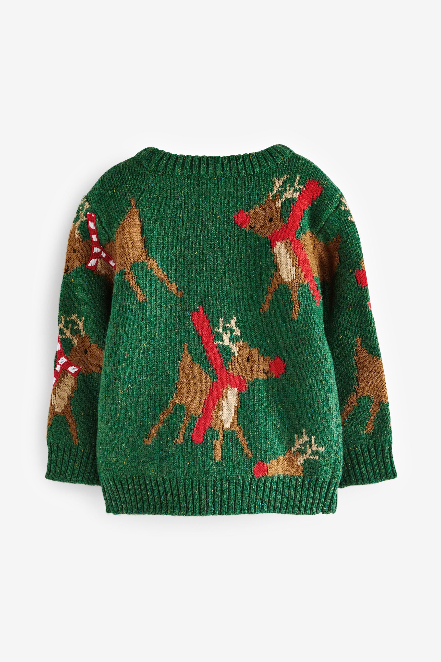 Green Reindeer Knitted Christmas Jumper (3mths-7yrs)