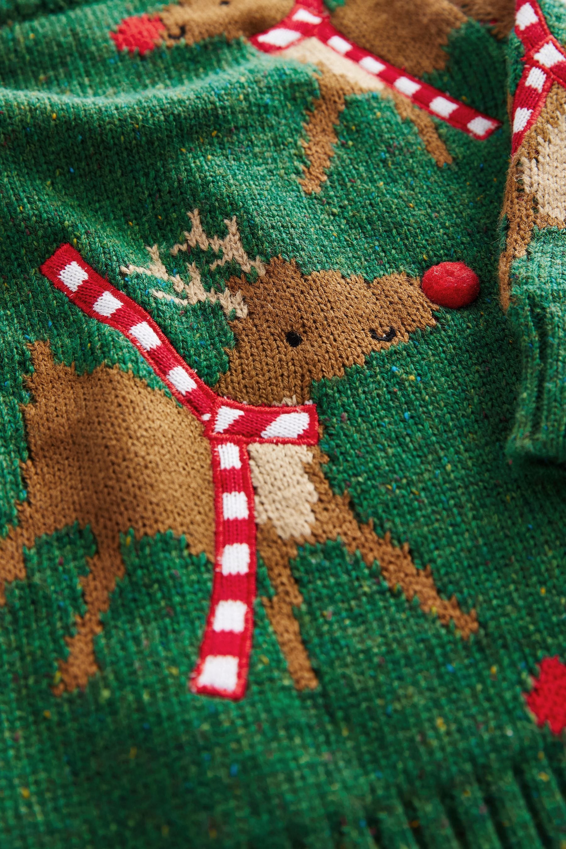 Green Reindeer Knitted Christmas Jumper (3mths-7yrs)