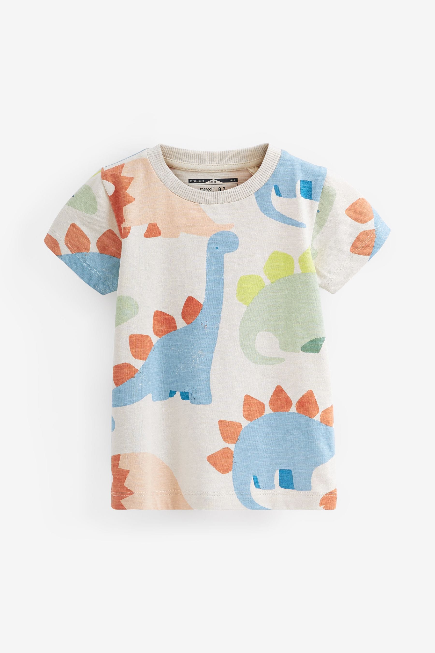 Blue/Orange Dinosaur Character Short Sleeve T-Shirts 3 Pack (3mths-7yrs)