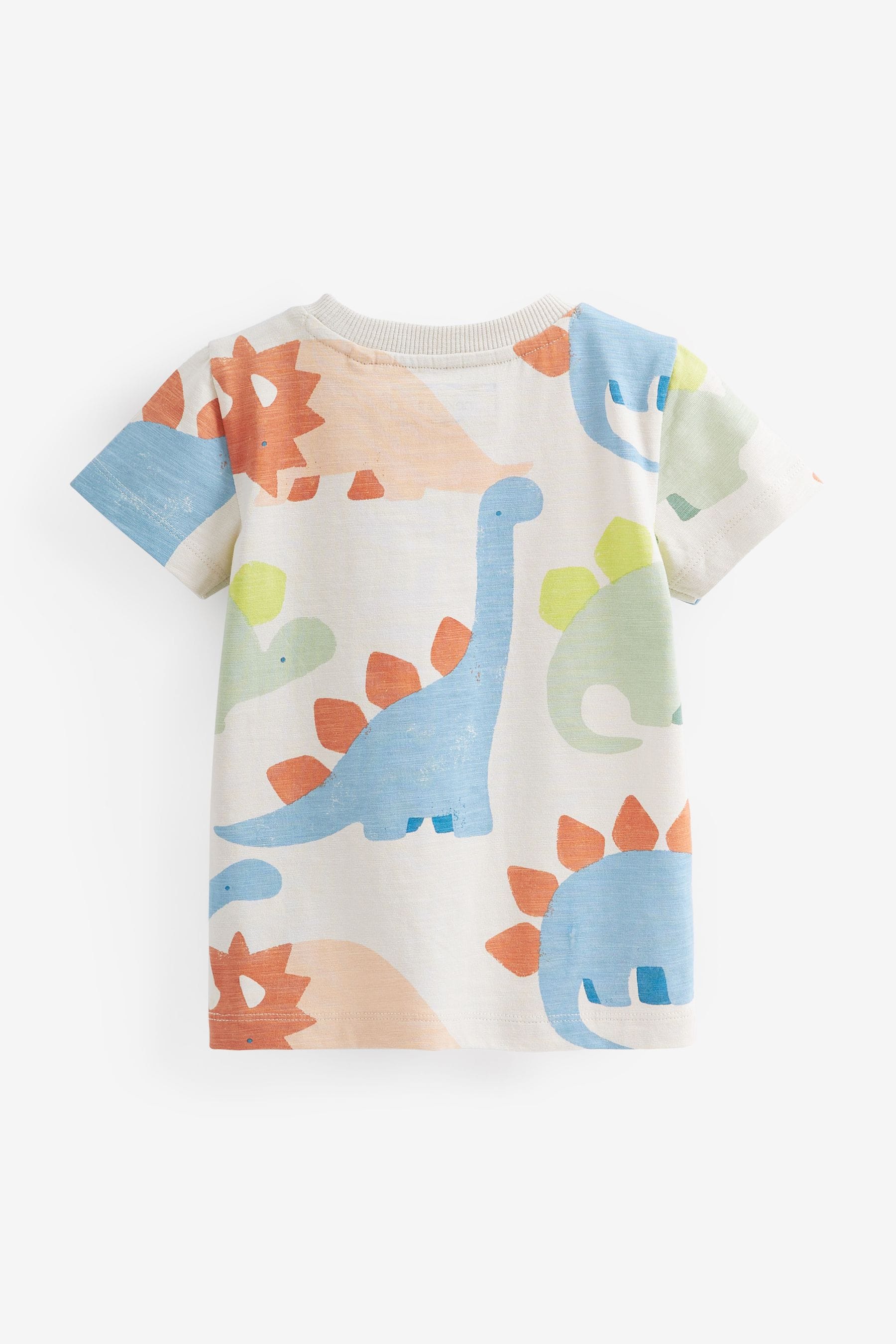 Blue/Orange Dinosaur Character Short Sleeve T-Shirts 3 Pack (3mths-7yrs)