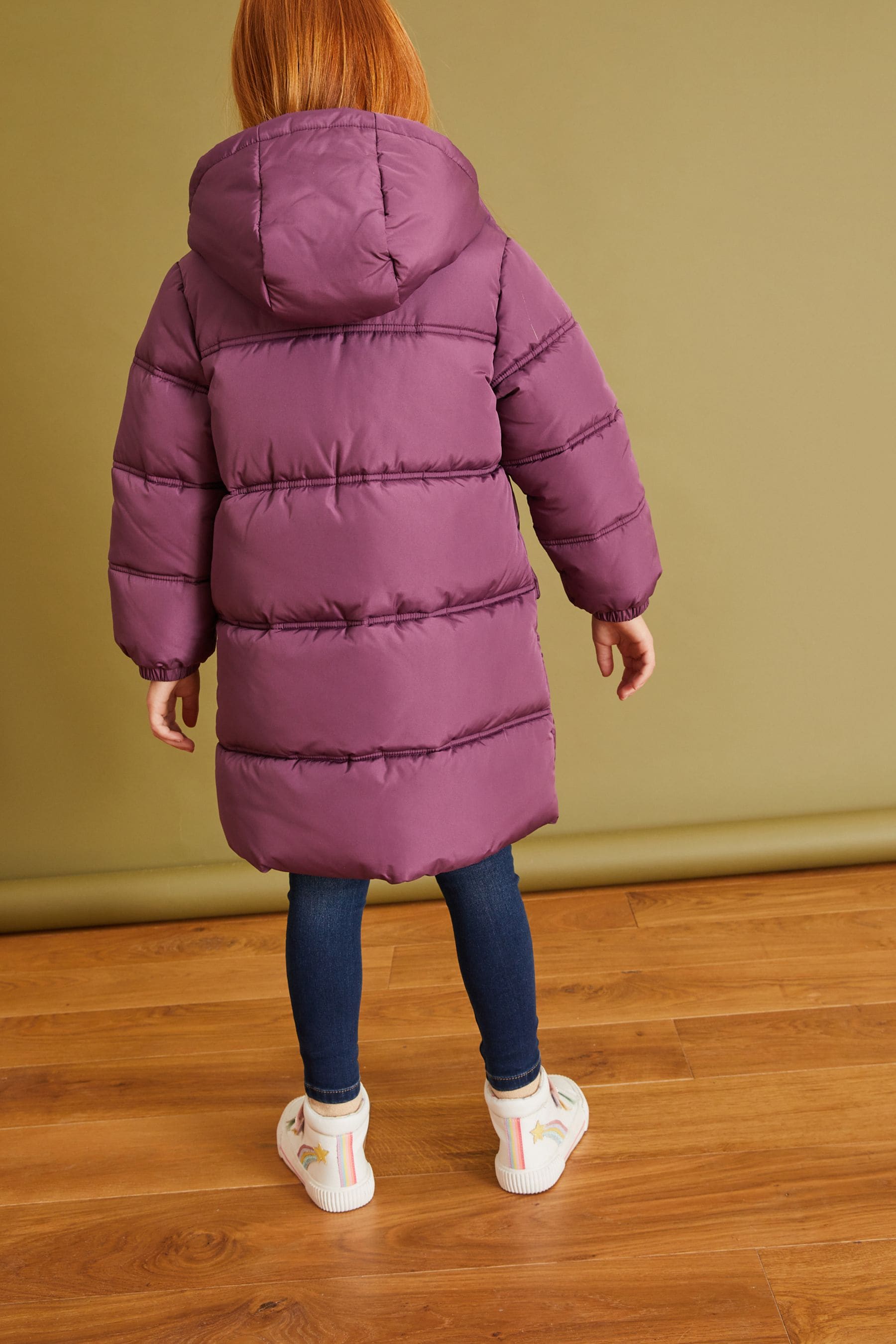 Purple Shower Resistant Double Stitch Padded Coat (3-16yrs)