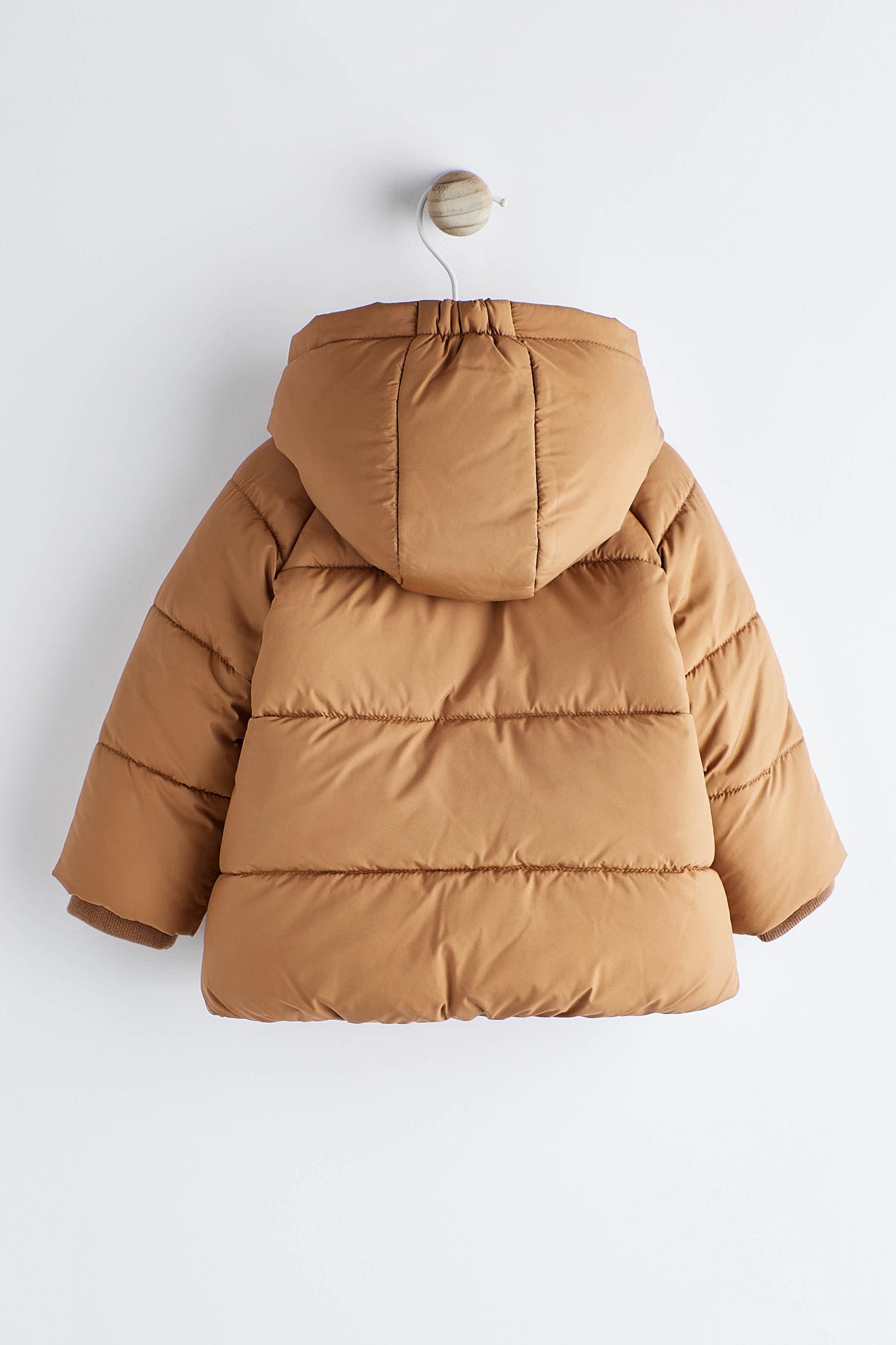 Tan Brown Hooded Baby Puffer Jacket (0mths-2yrs)