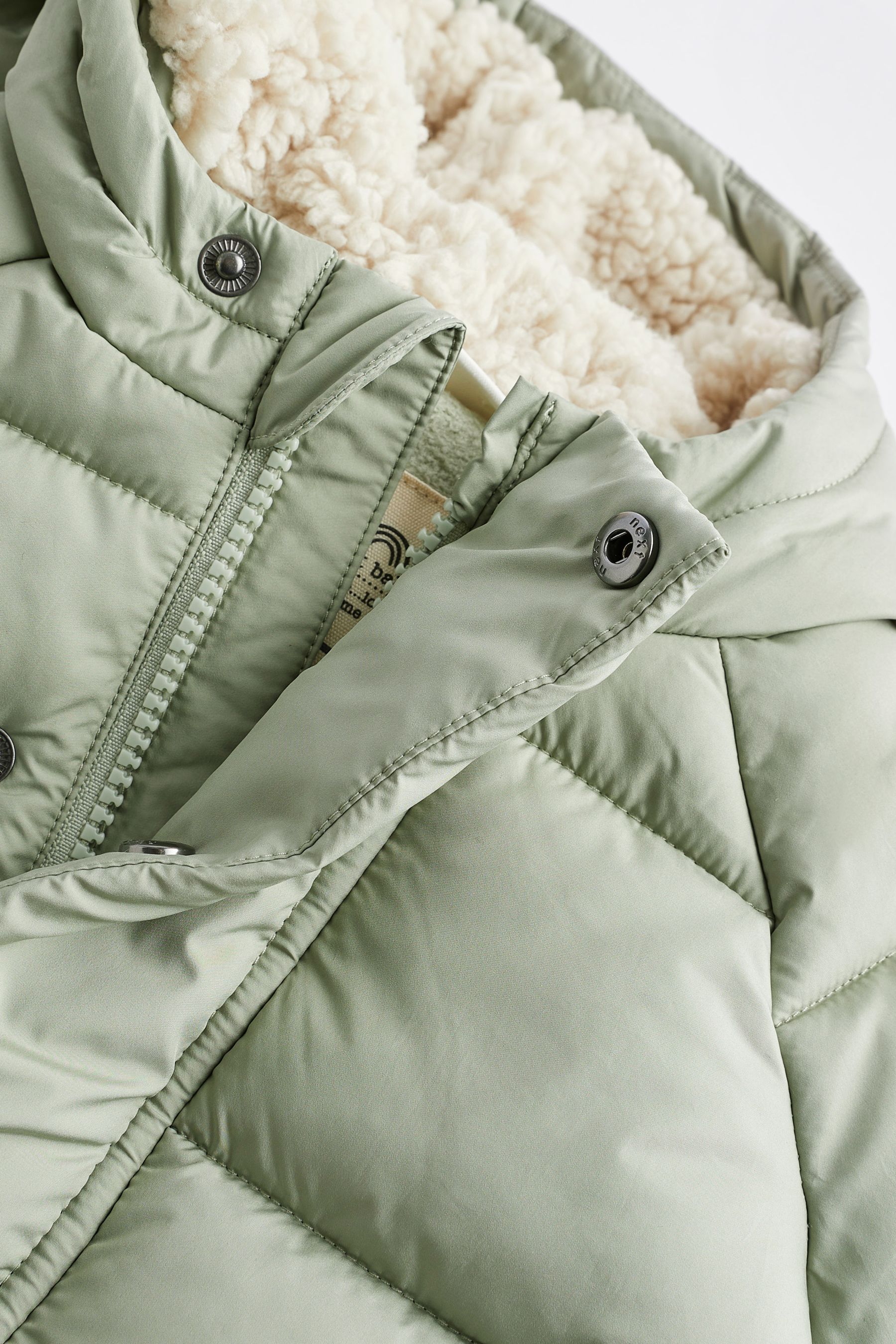 Sage Green Hooded Baby Puffer Jacket (0mths-2yrs)