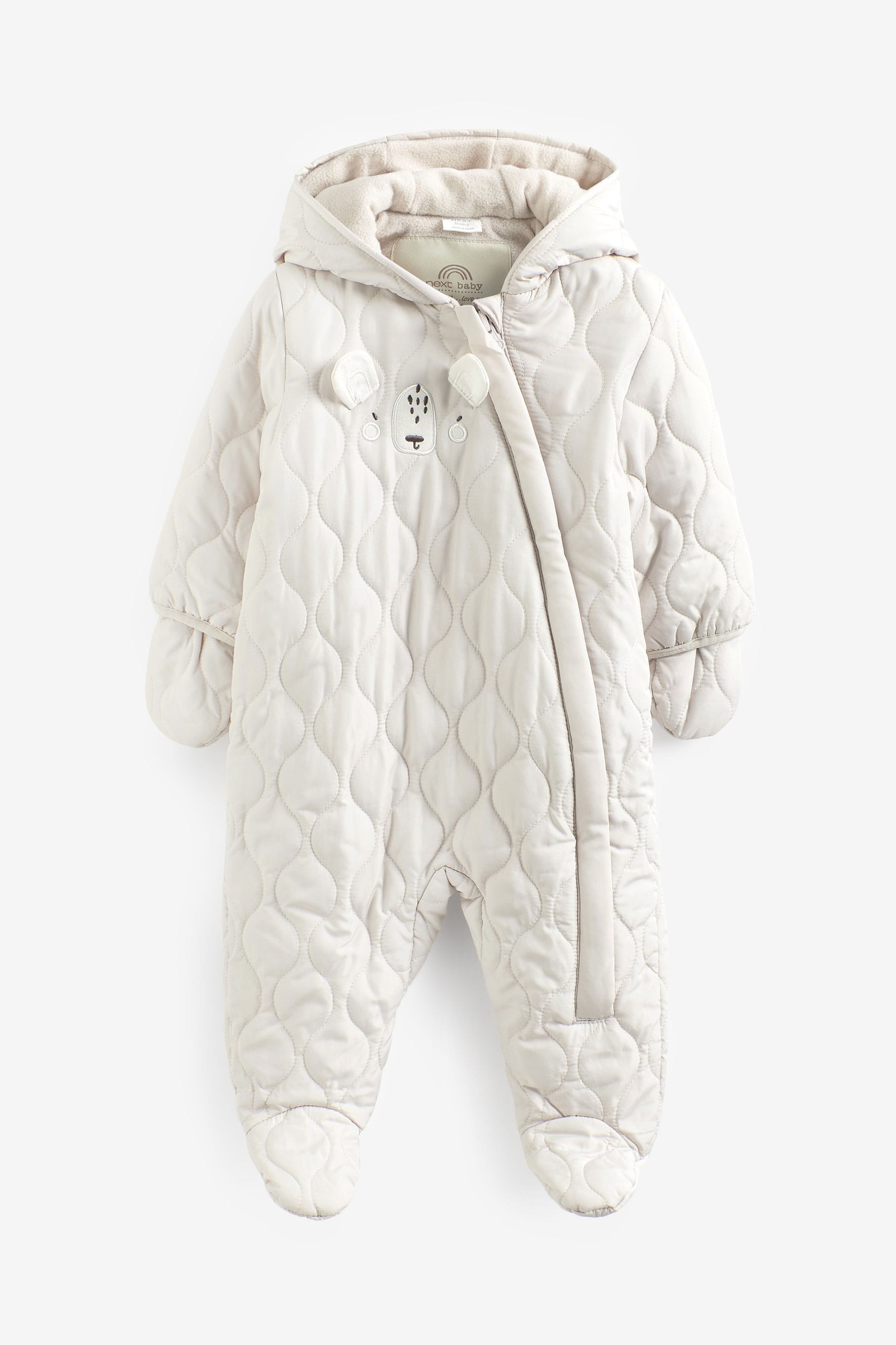 Ecru Cream Character Quilted Baby All-In-One Pramsuit