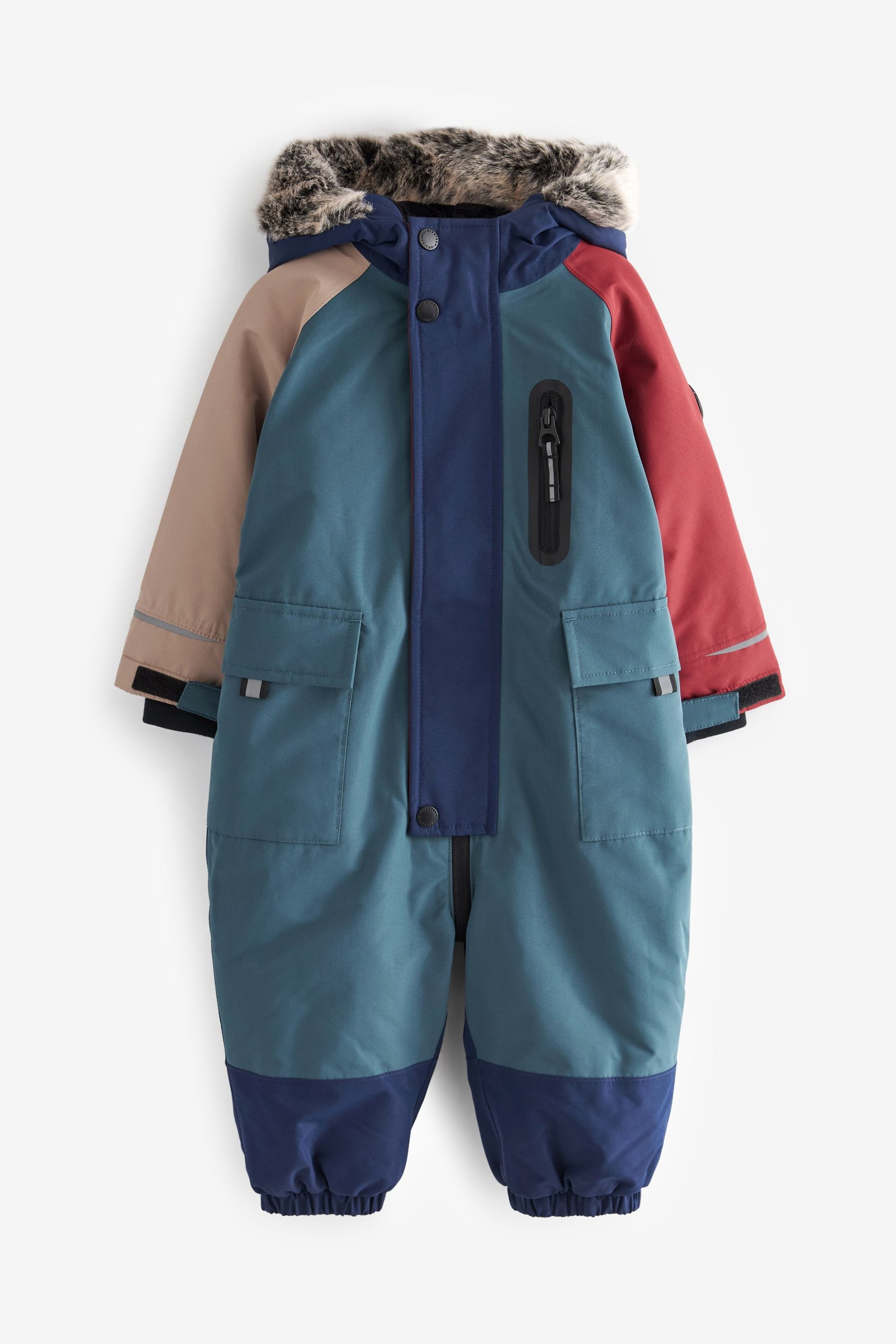 Blue Colourblock Waterproof Snowsuit (3mths-7yrs)