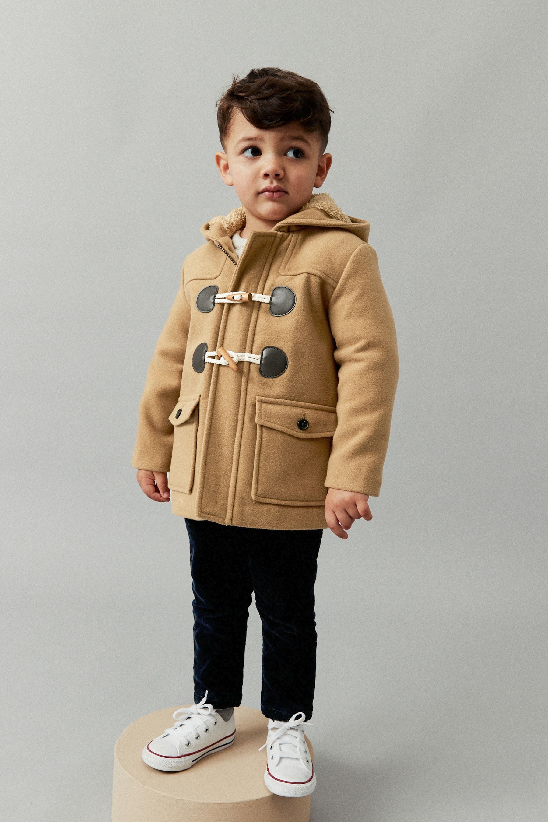 Neutral Teddy Fleece Lined Duffle Coat (3mths-7yrs)