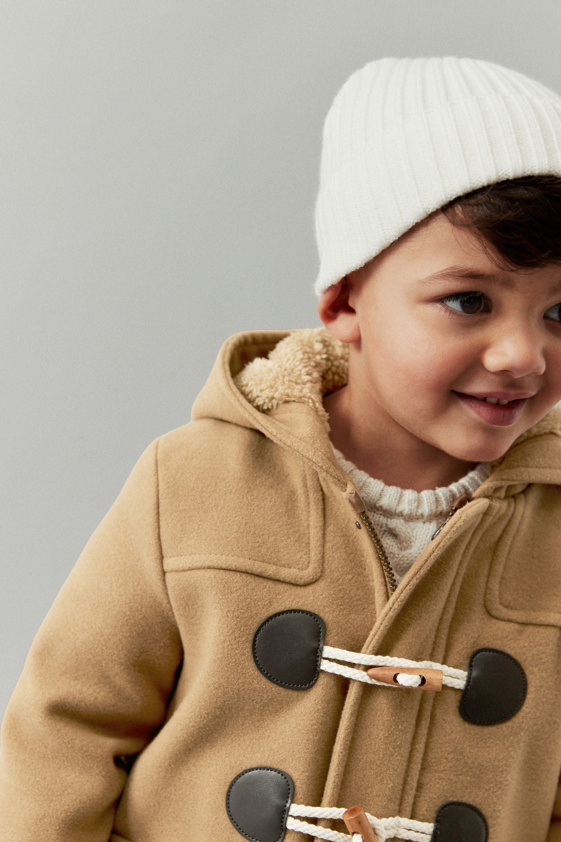 Neutral Teddy Fleece Lined Duffle Coat (3mths-7yrs)