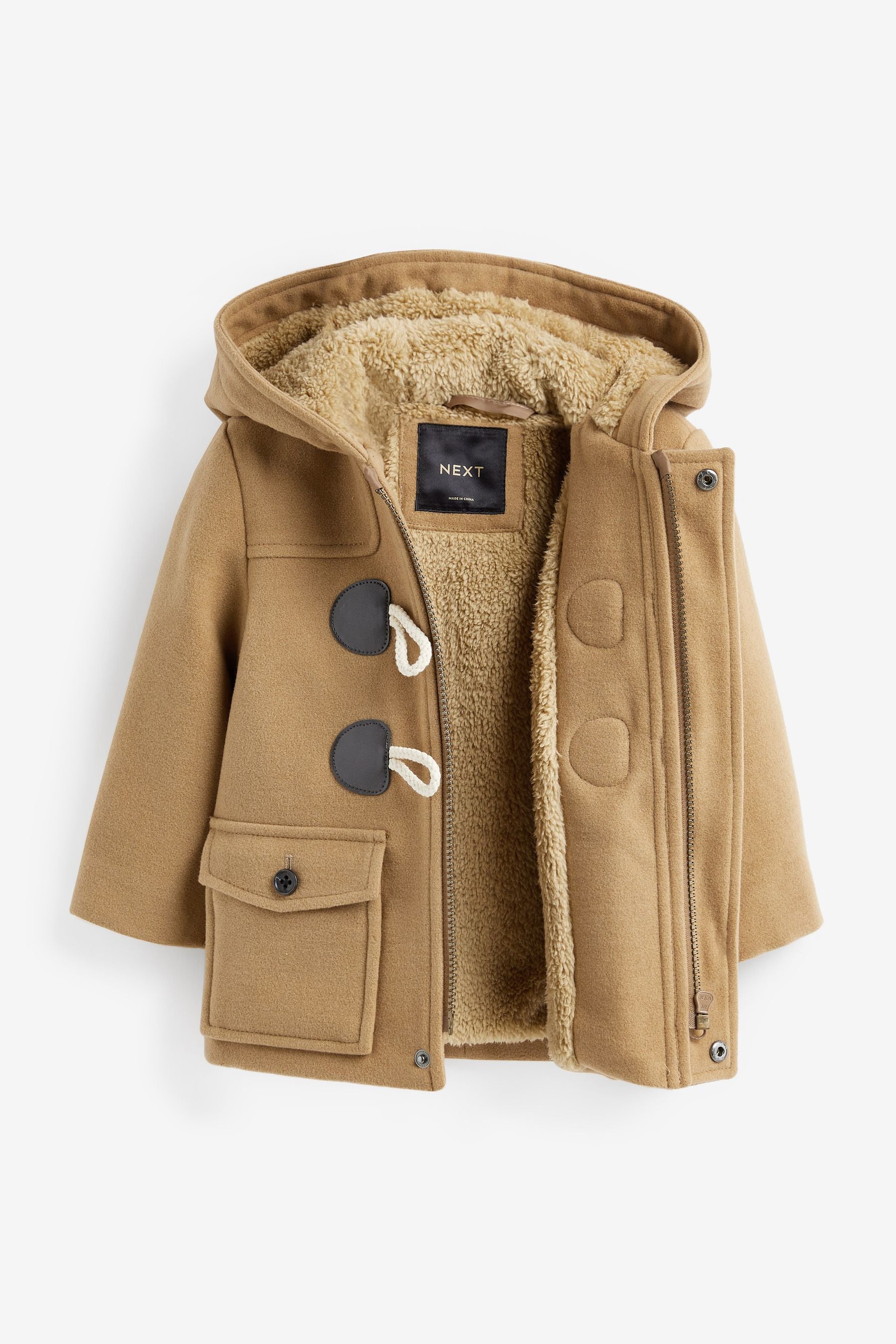 Neutral Teddy Fleece Lined Duffle Coat (3mths-7yrs)