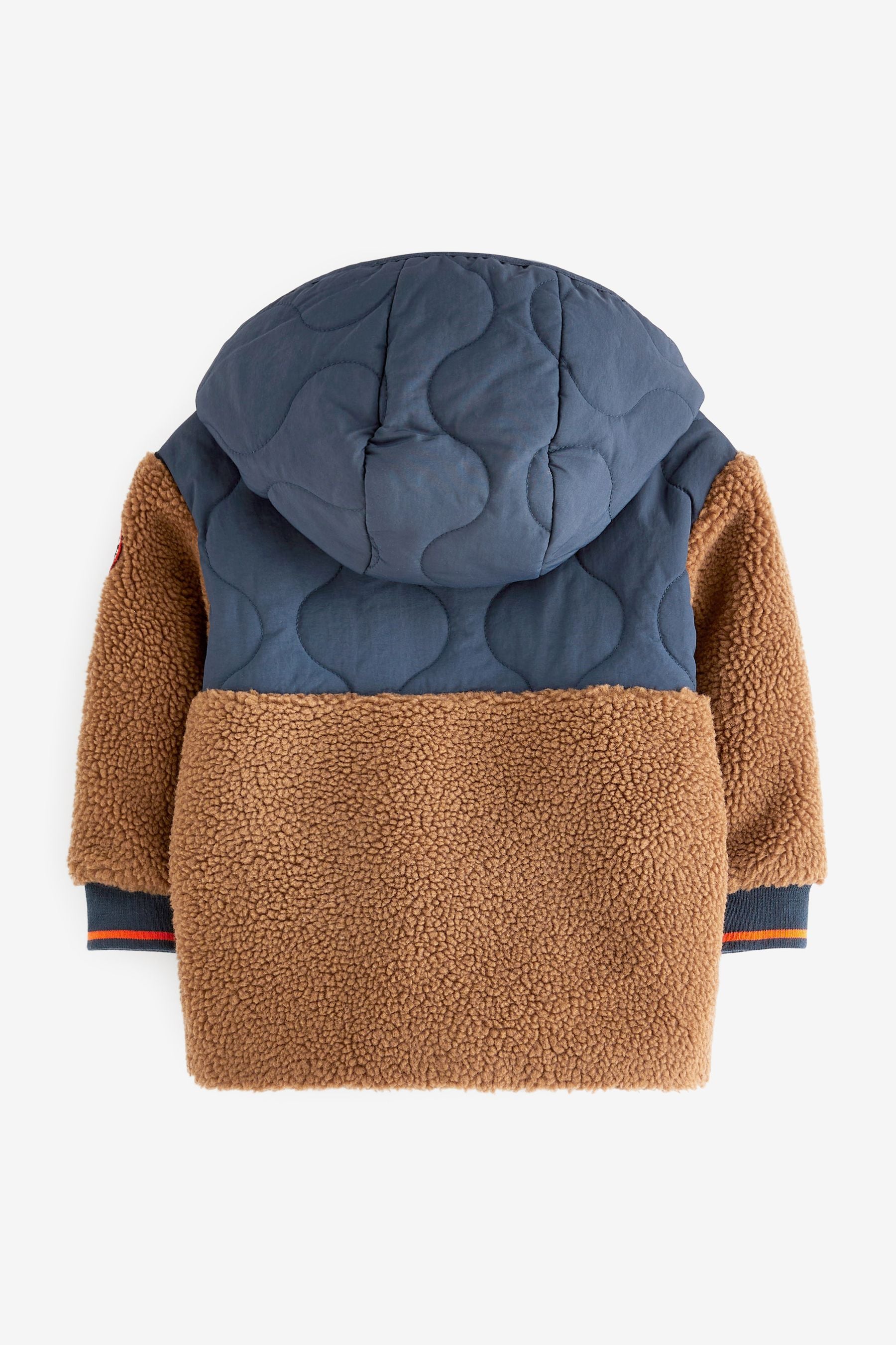 Brown Colourblock Teddy Borg Fleece Jacket (3mths-7yrs)