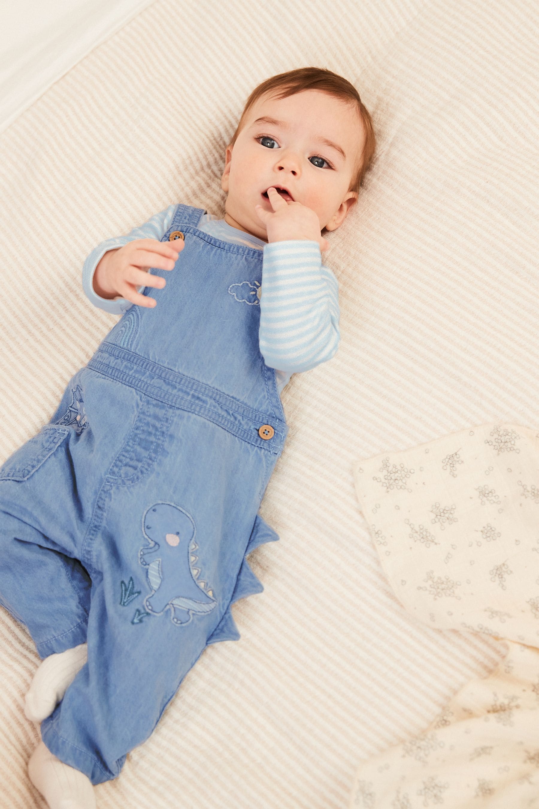 Blue Baby Appliqué Denim Dungarees And Jersey Bodysuit Set (0mths-2yrs)