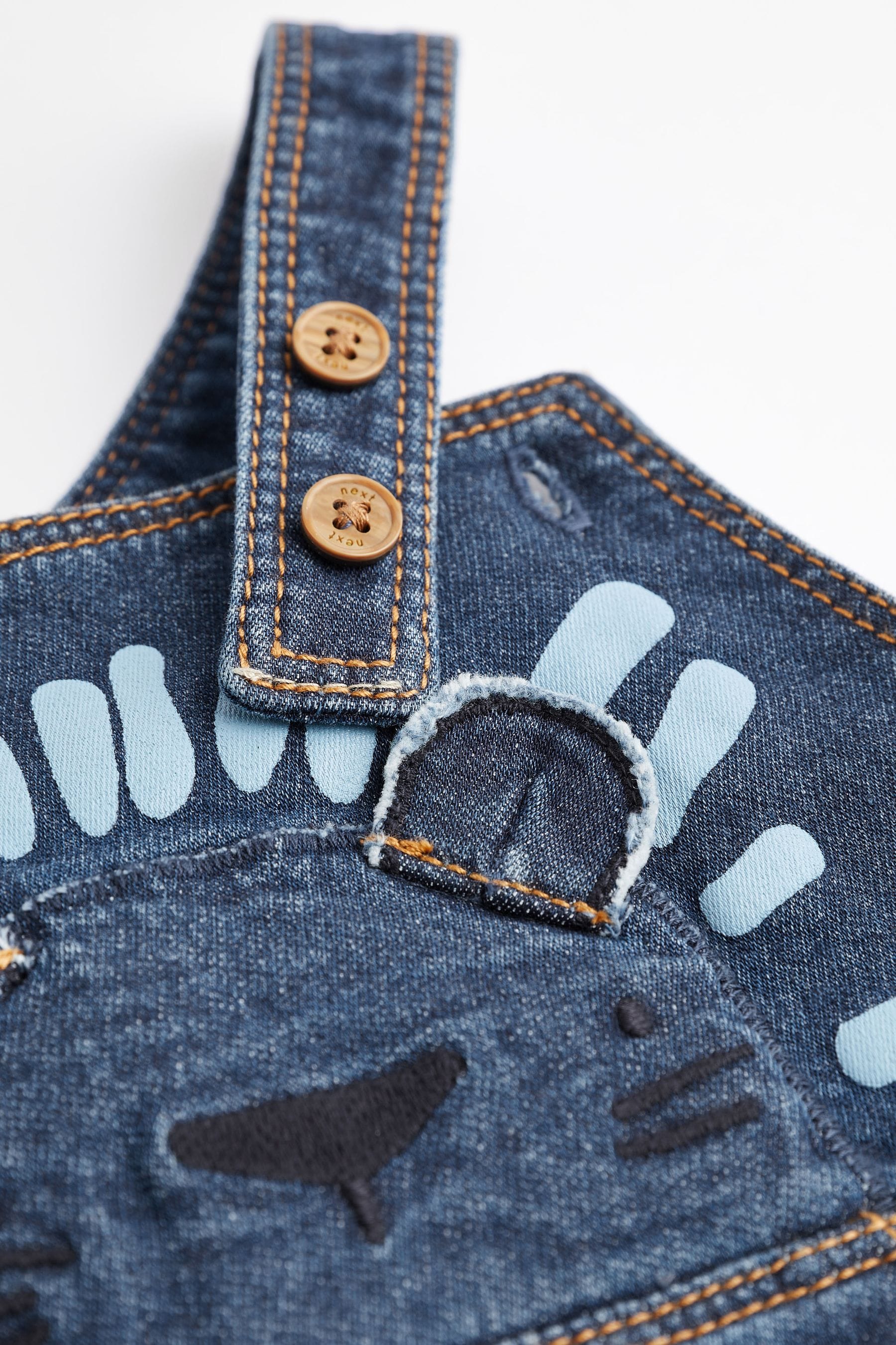 Dark Denim Blue Baby Appliquééé Denim Dungarees And Jersey Bodysuit Set (0mths-2yrs)