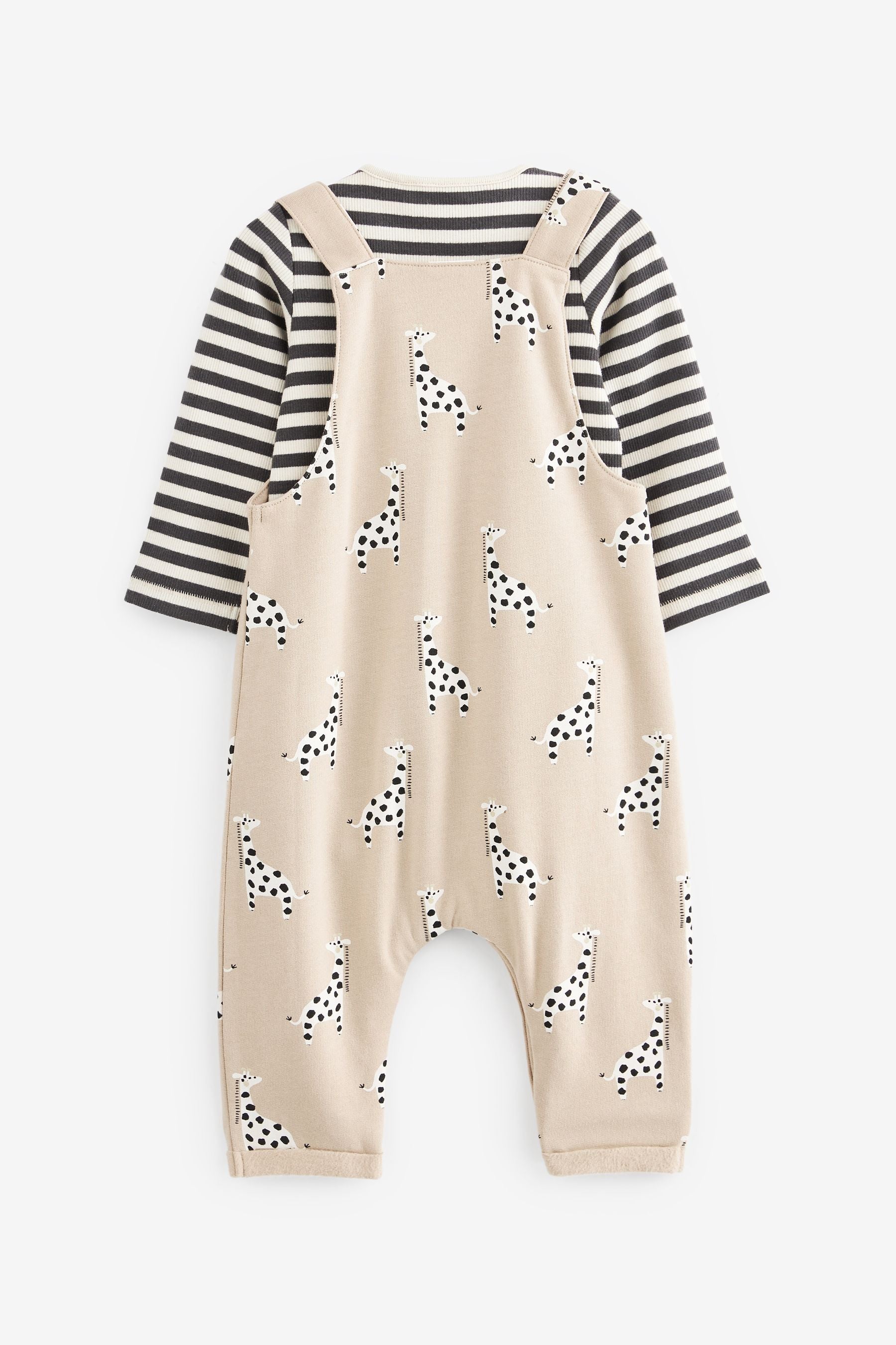 Neutral Baby Printed Dungarees And Jersey Bodysuit Set (0mths-2yrs)