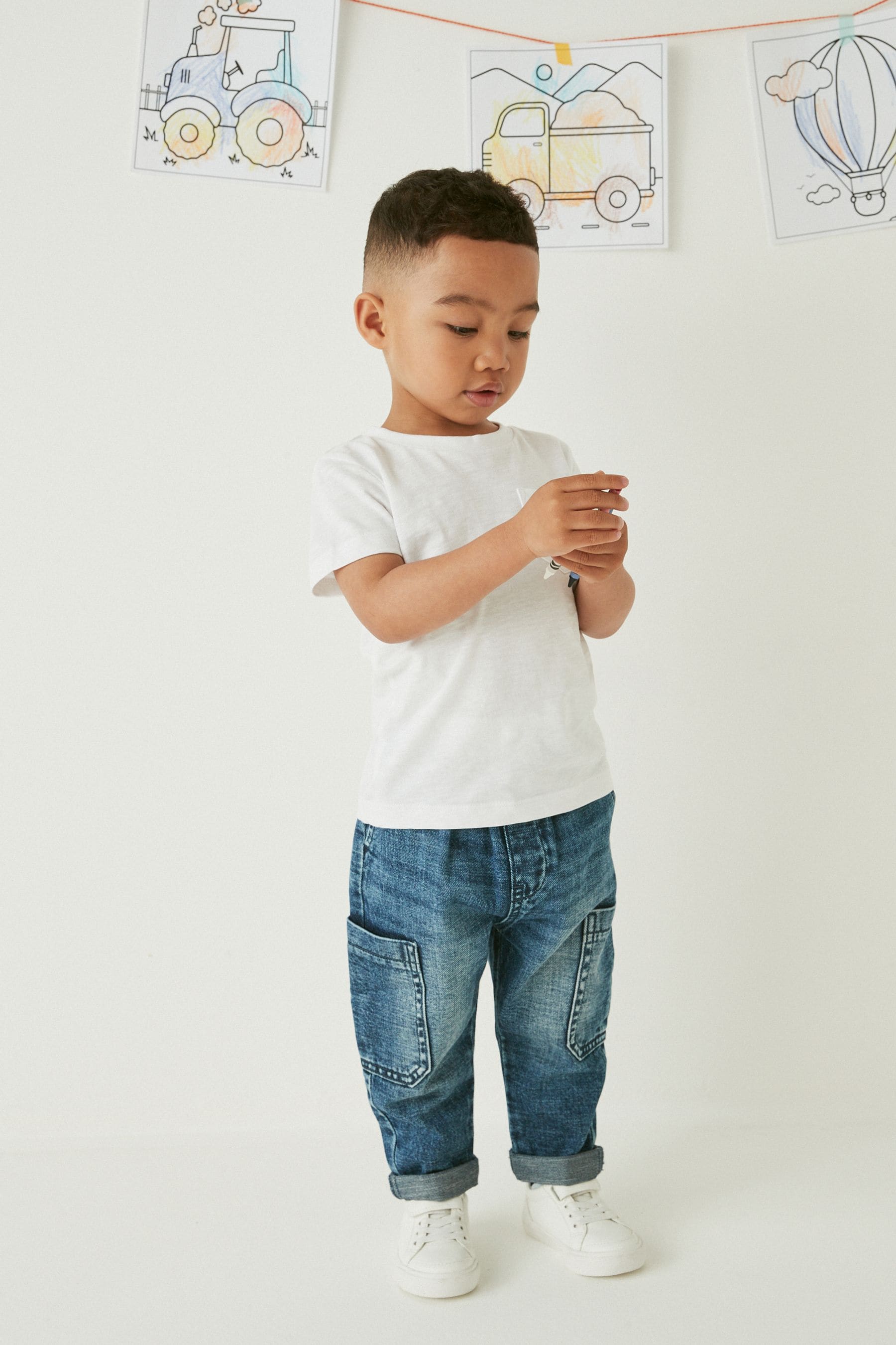 Mid Blue Denim Utility Jeans (3mths-7yrs)