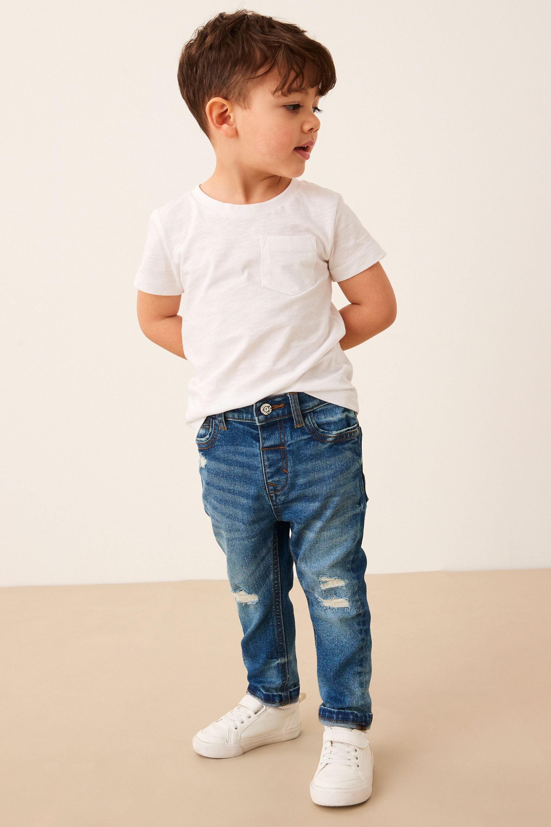 Mid Blue Denim Distressed Jeans (3mths-7yrs)