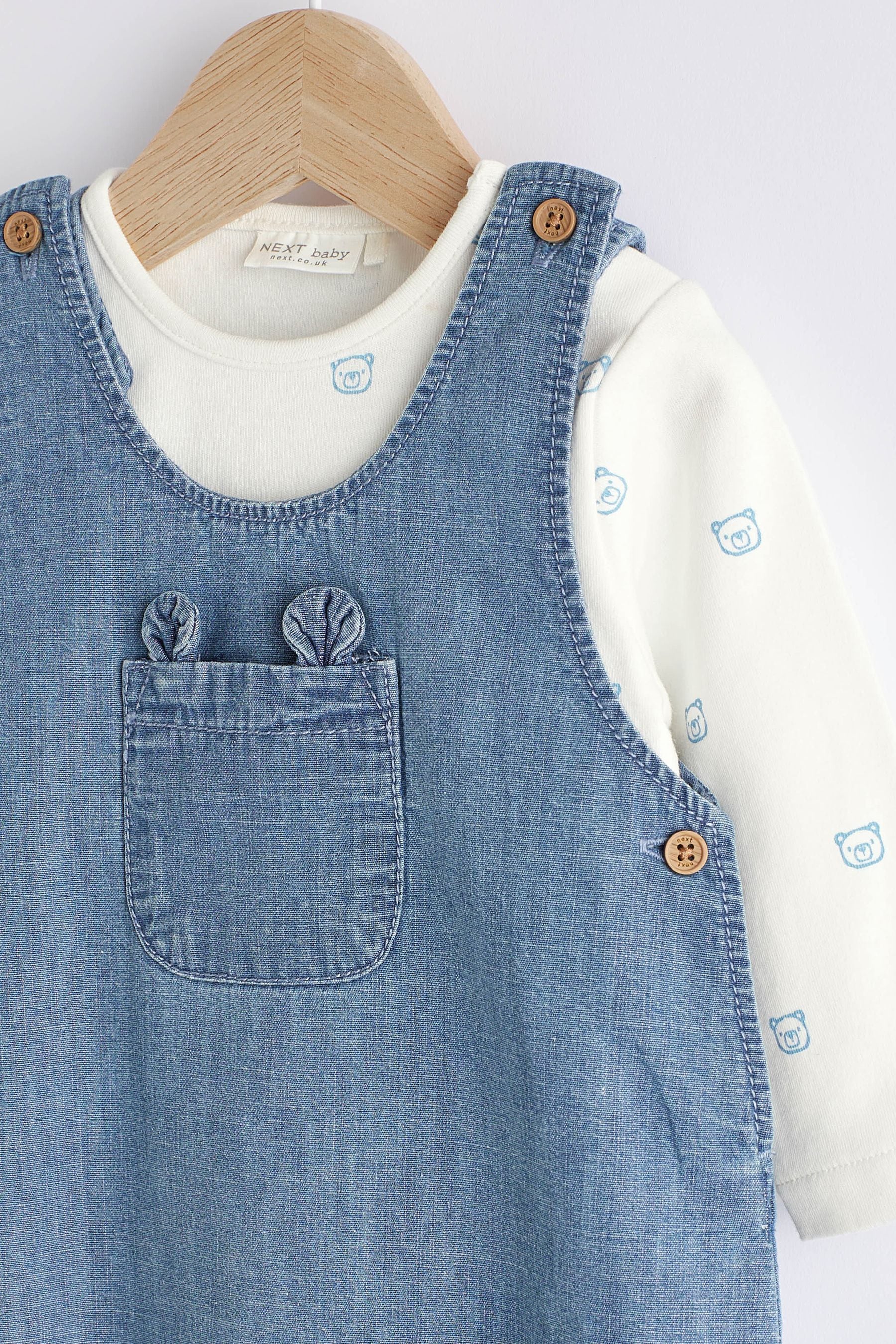 Denim Blue Baby Dungaree and Bodysuit Set (0mths-2yrs)