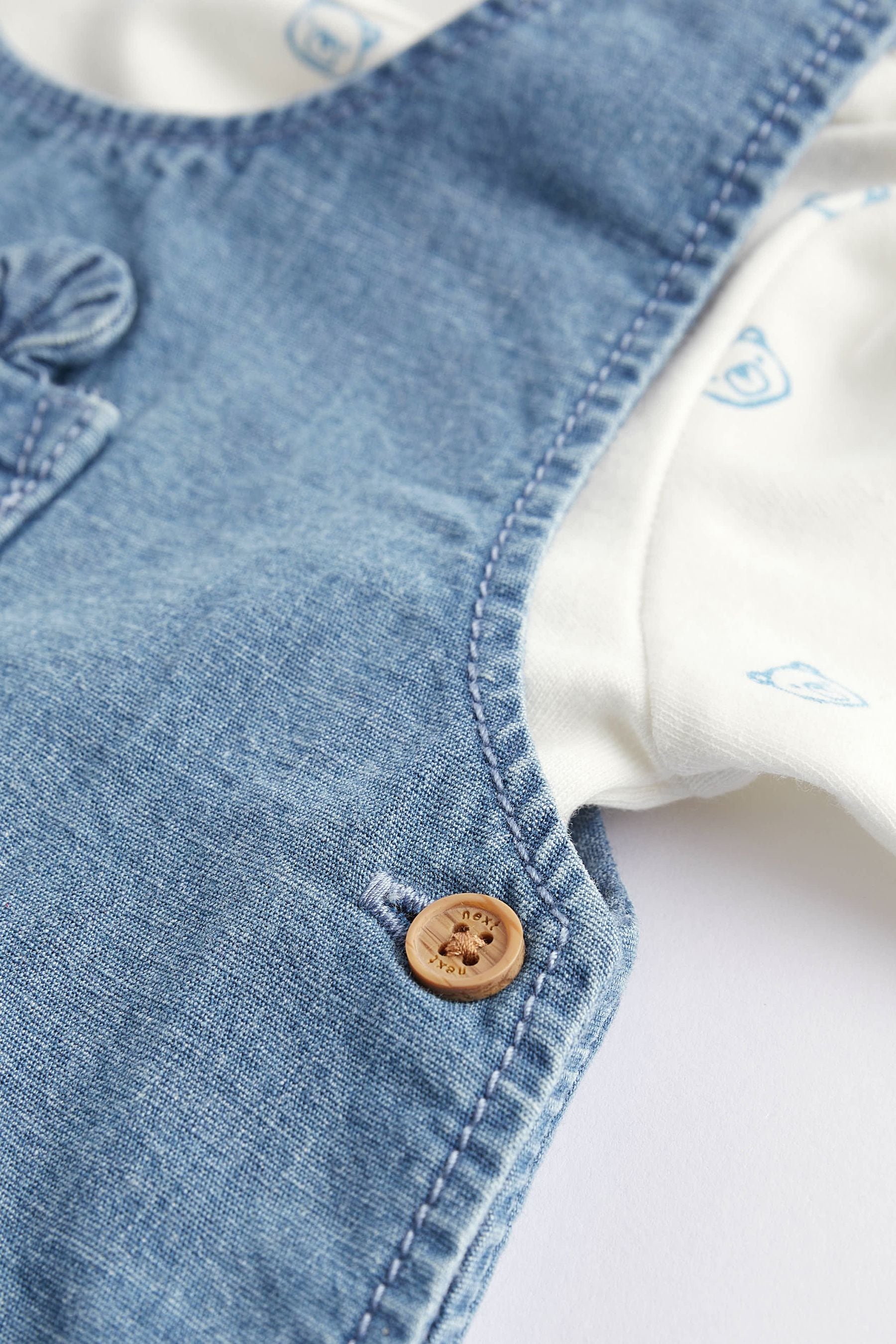 Denim Blue Baby Dungaree and Bodysuit Set (0mths-2yrs)