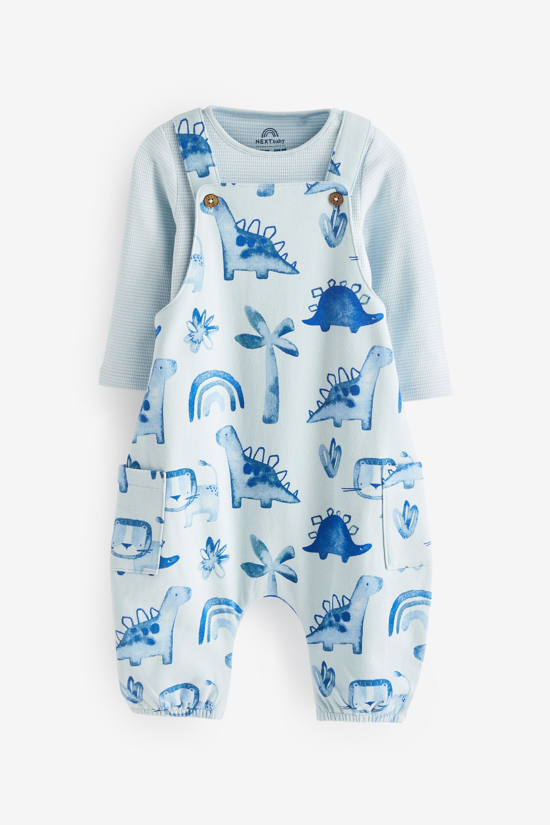 Pale Blue Jersey Baby Dungarees And Bodysuit (0mths-2yrs)