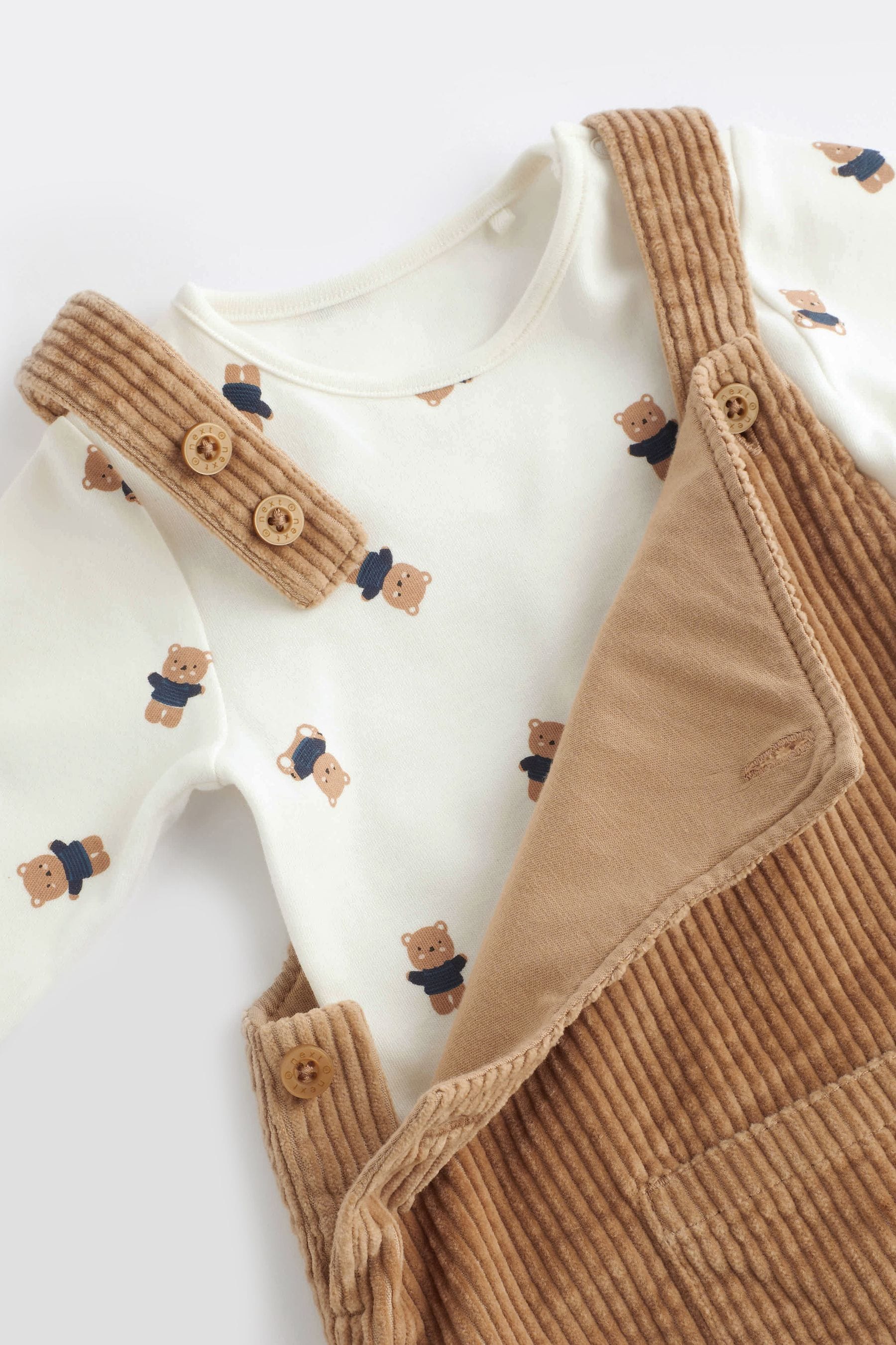 Tan Bear Baby Corduroy Dungaree And Bodysuit Set (0mths-2yrs)