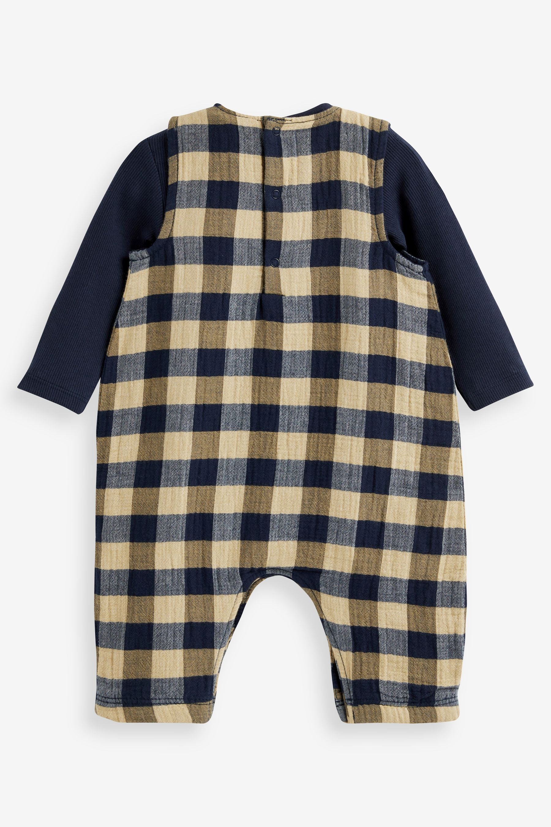 Navy Baby Woven Check Dungarees And Jersey Bodysuit Set (0mths-2yrs)