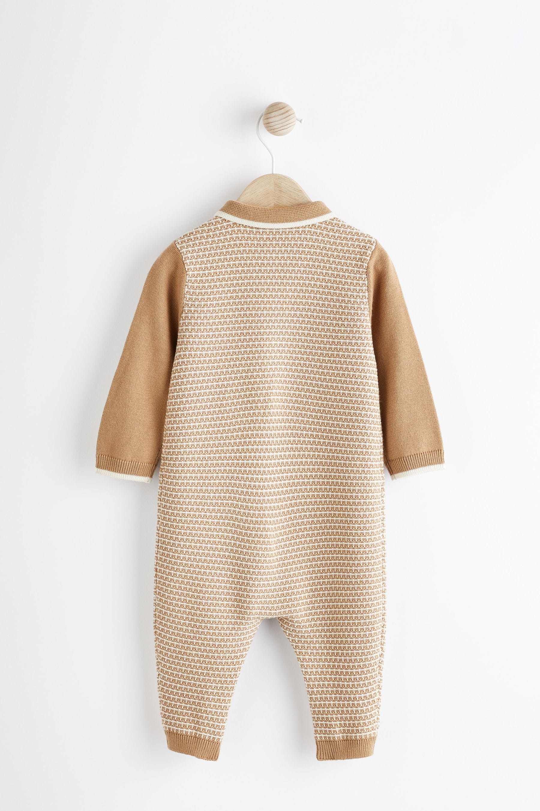 Tan Brown Knitted Baby Rompersuit (0mths-2yrs)