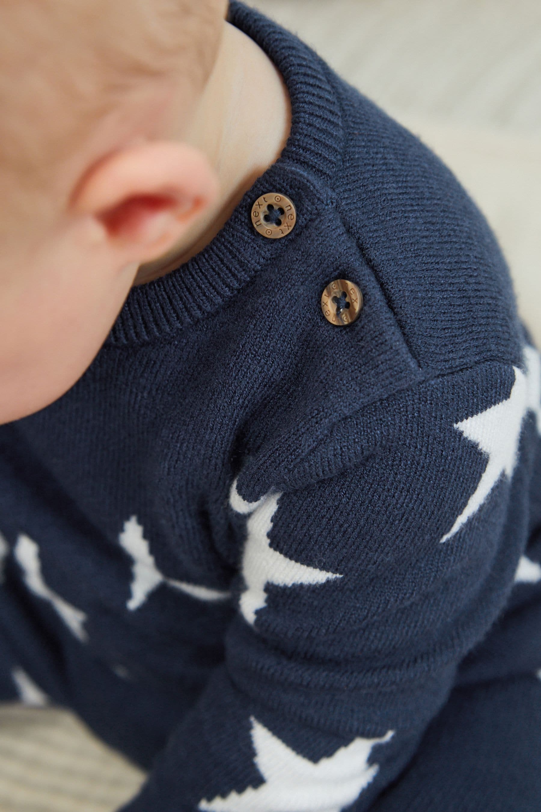 Navy Blue Star Knitted Baby 2 Piece Set (0mths-2yrs)