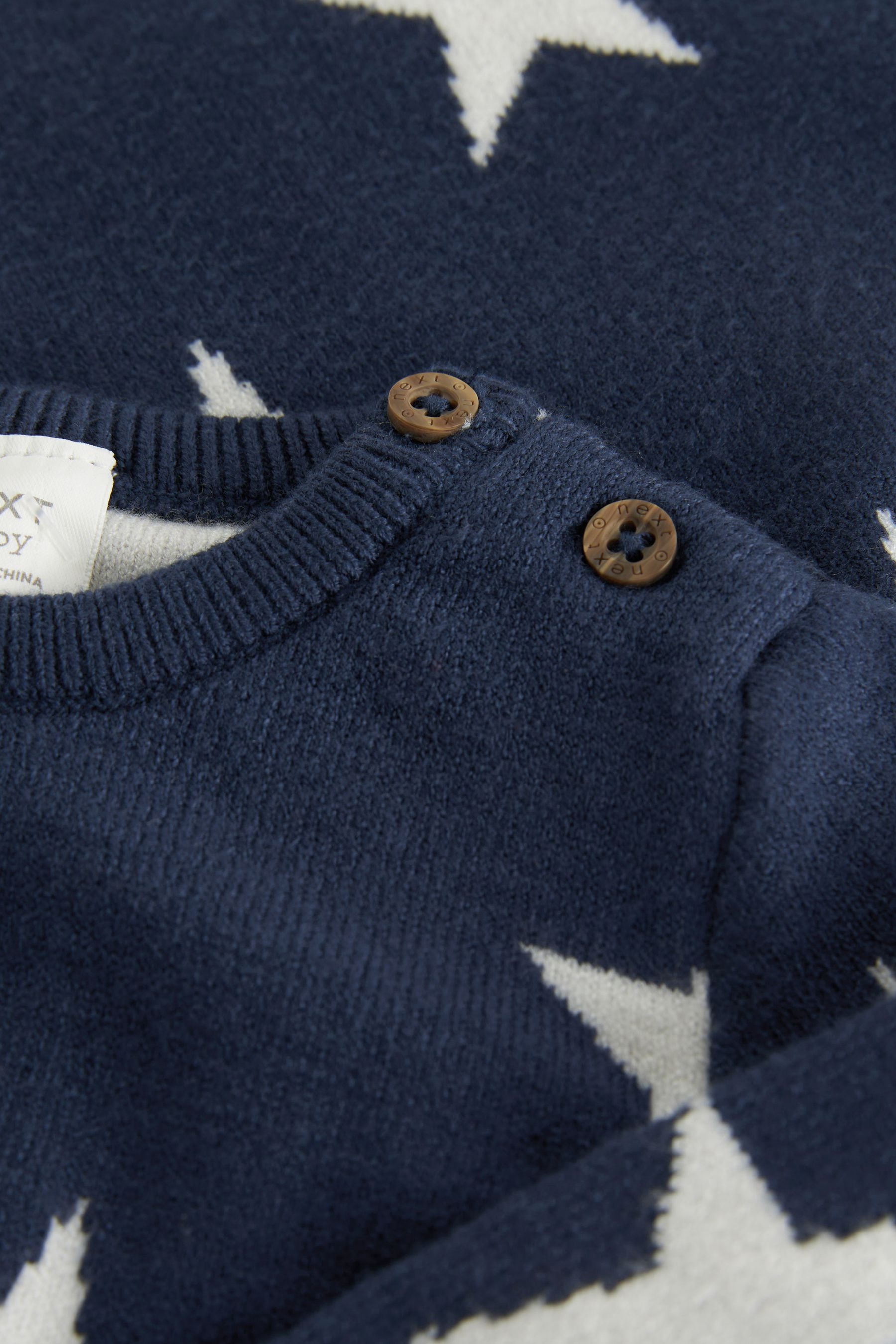 Navy Blue Star Knitted Baby 2 Piece Set (0mths-2yrs)