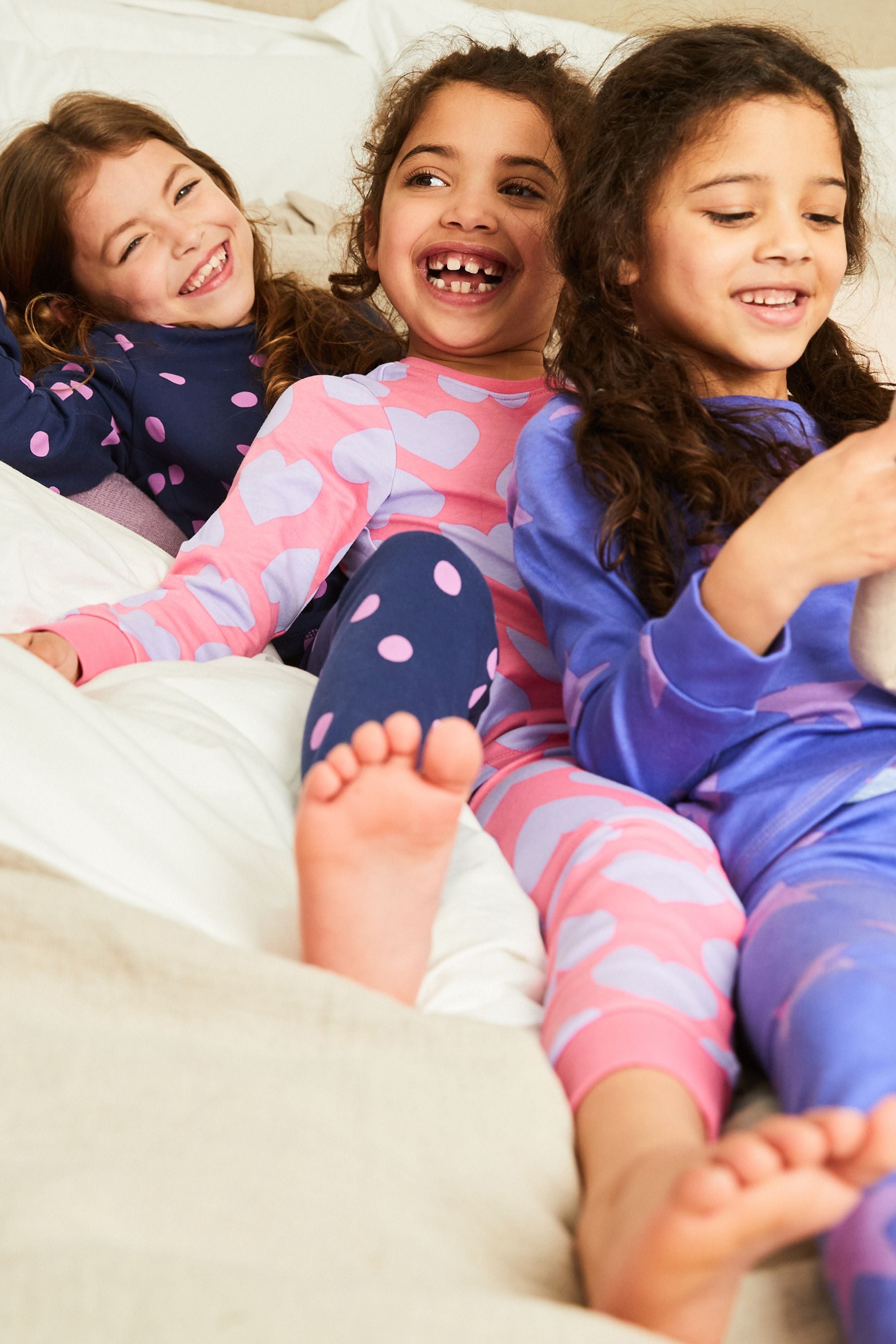 Pink/Purple Heart, Spot And Star Pyjamas 3 Pack (9mths-12yrs)