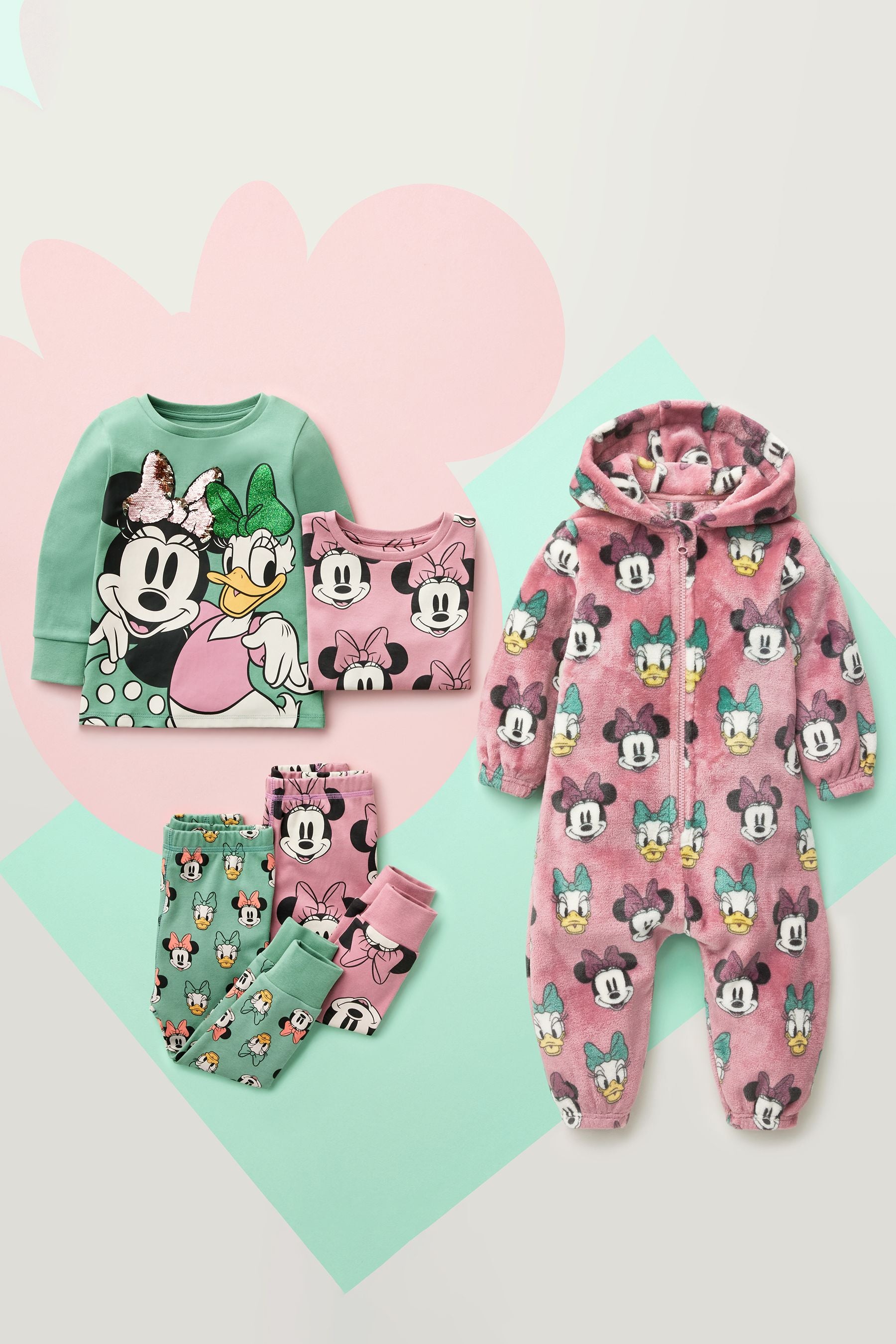 Pink/Green Minnie Mouse & Daisy Duck Pyjamas 2 Packs (9mths-10yrs)