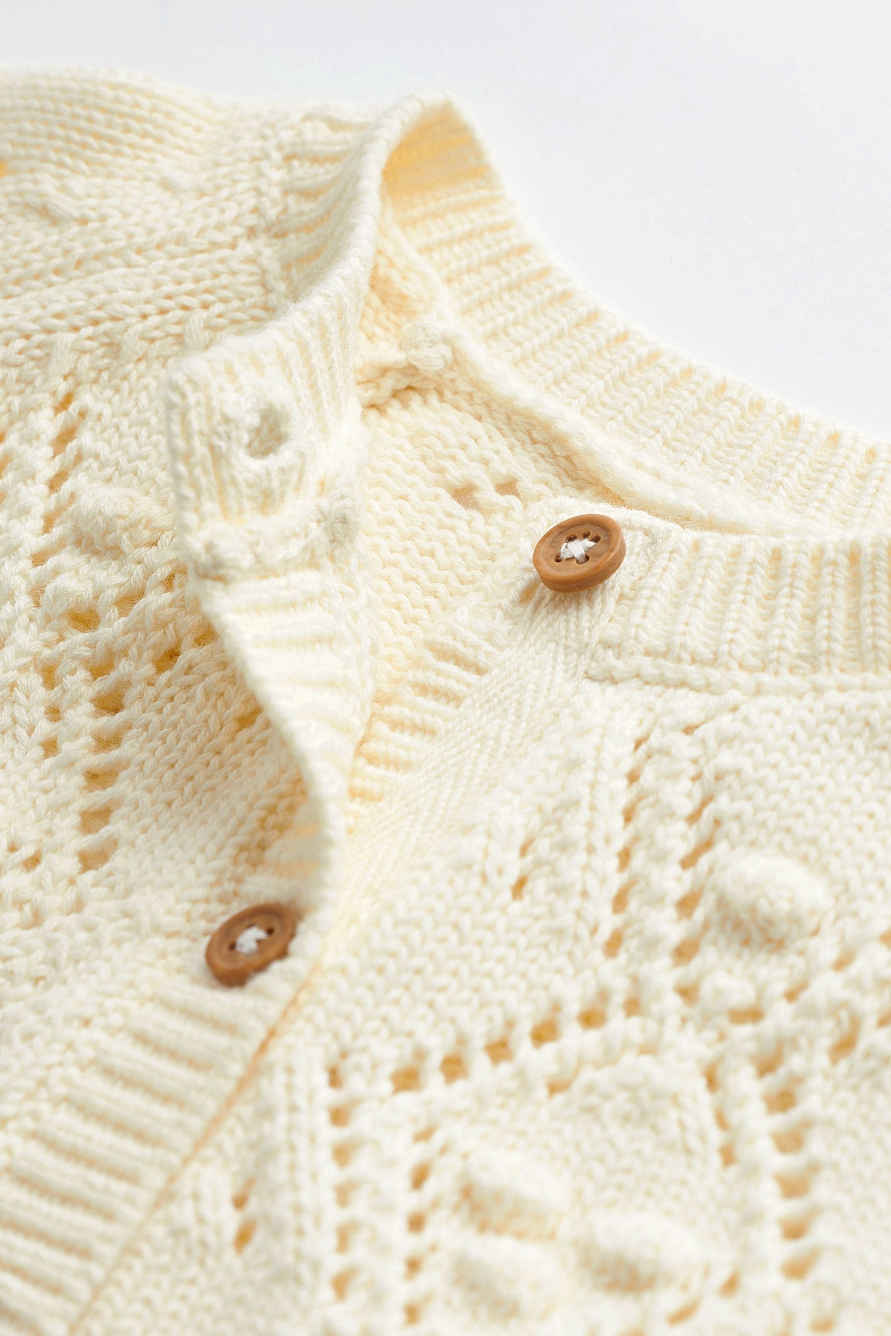 White Bobble Knit Baby Cardigan (0mths-2yrs)