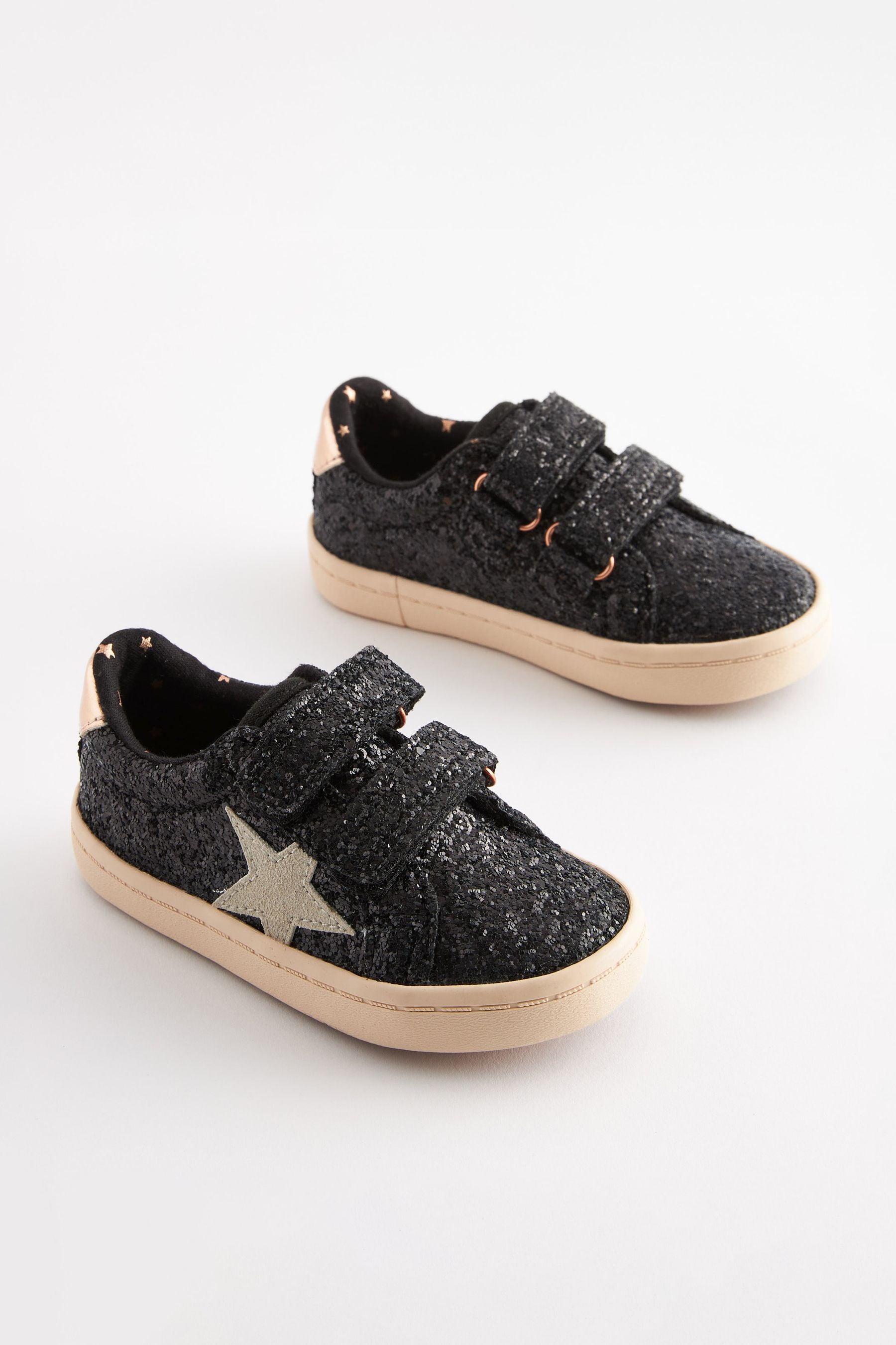 Black Glitter Star Trainers