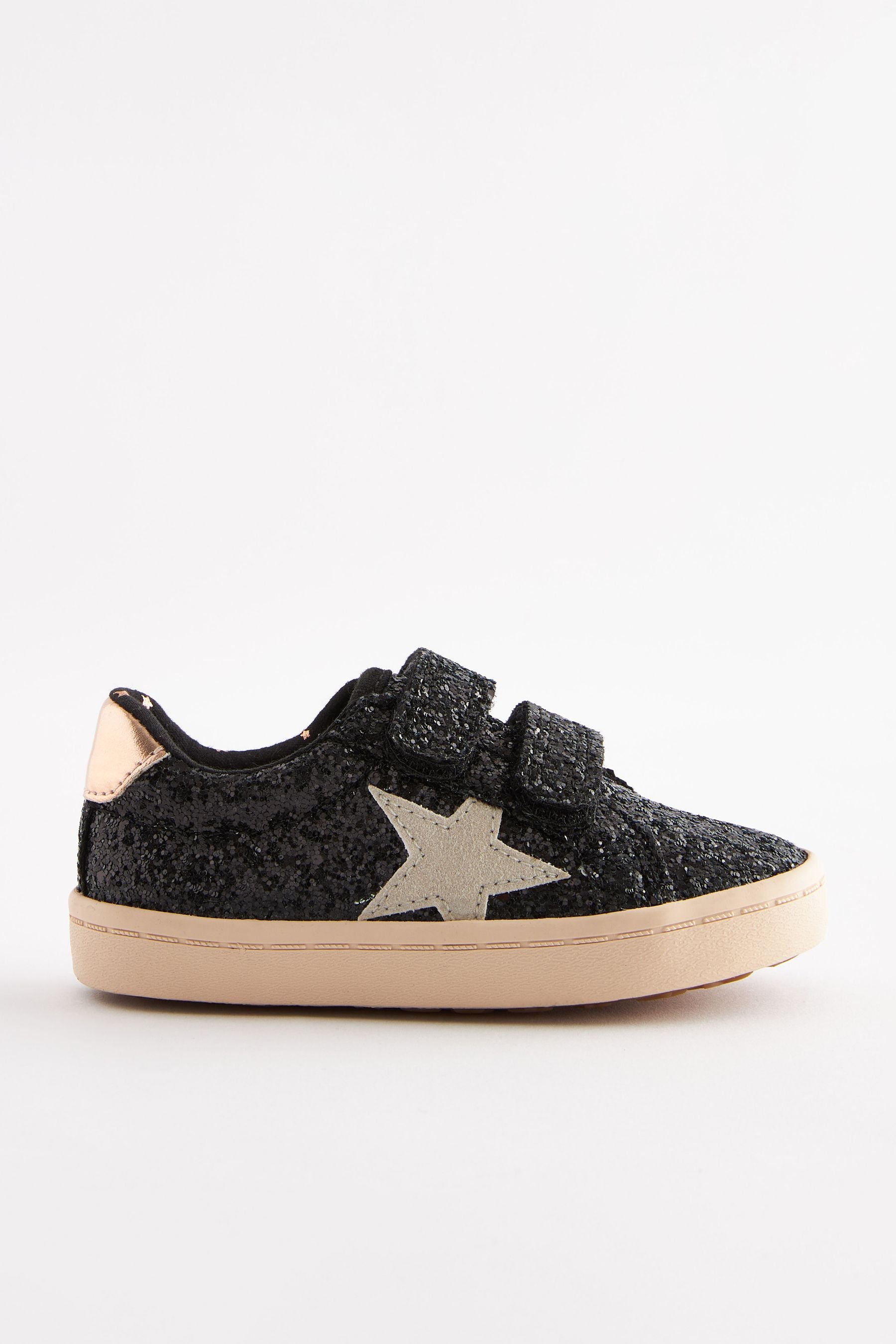 Black Glitter Star Trainers