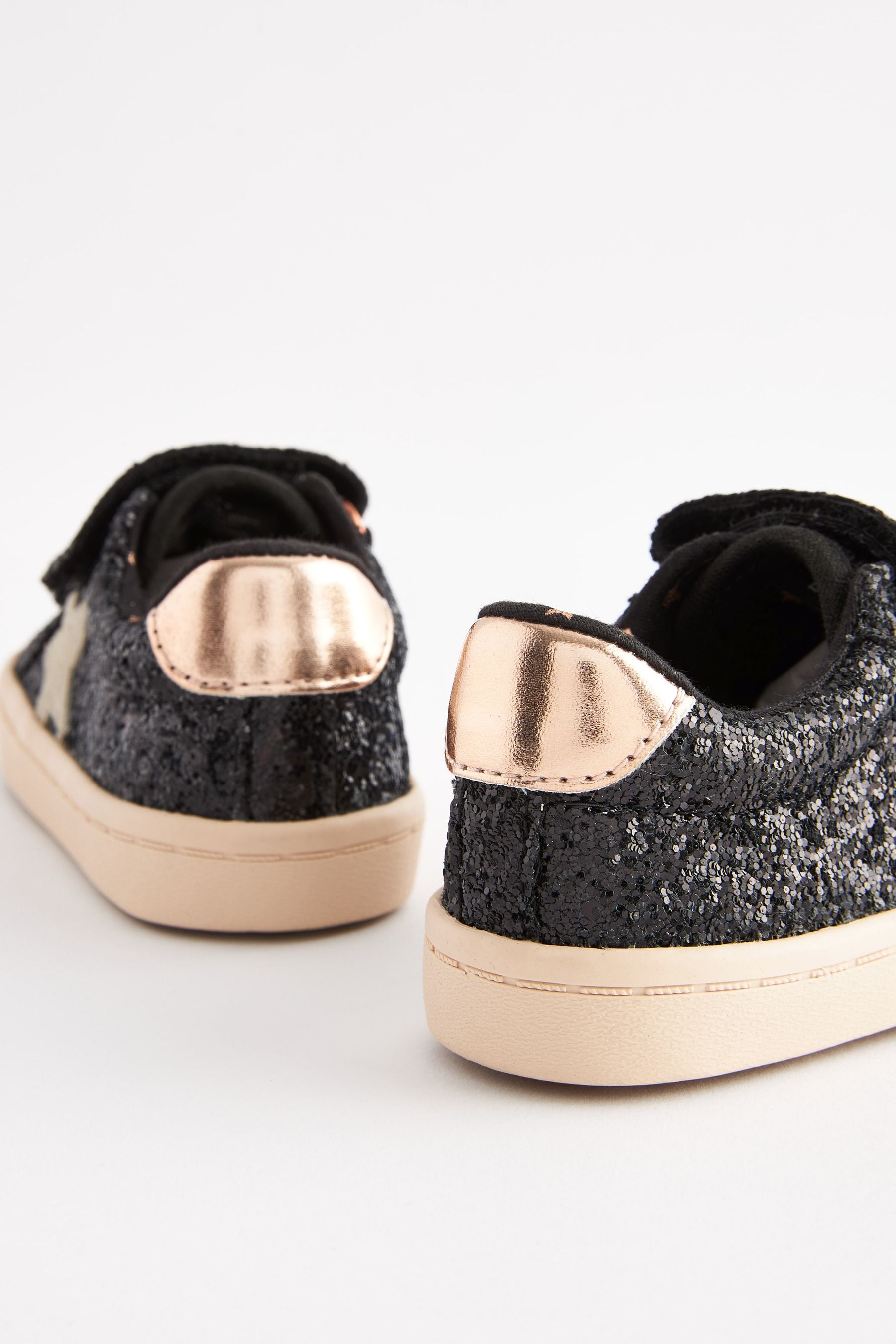 Black Glitter Star Trainers