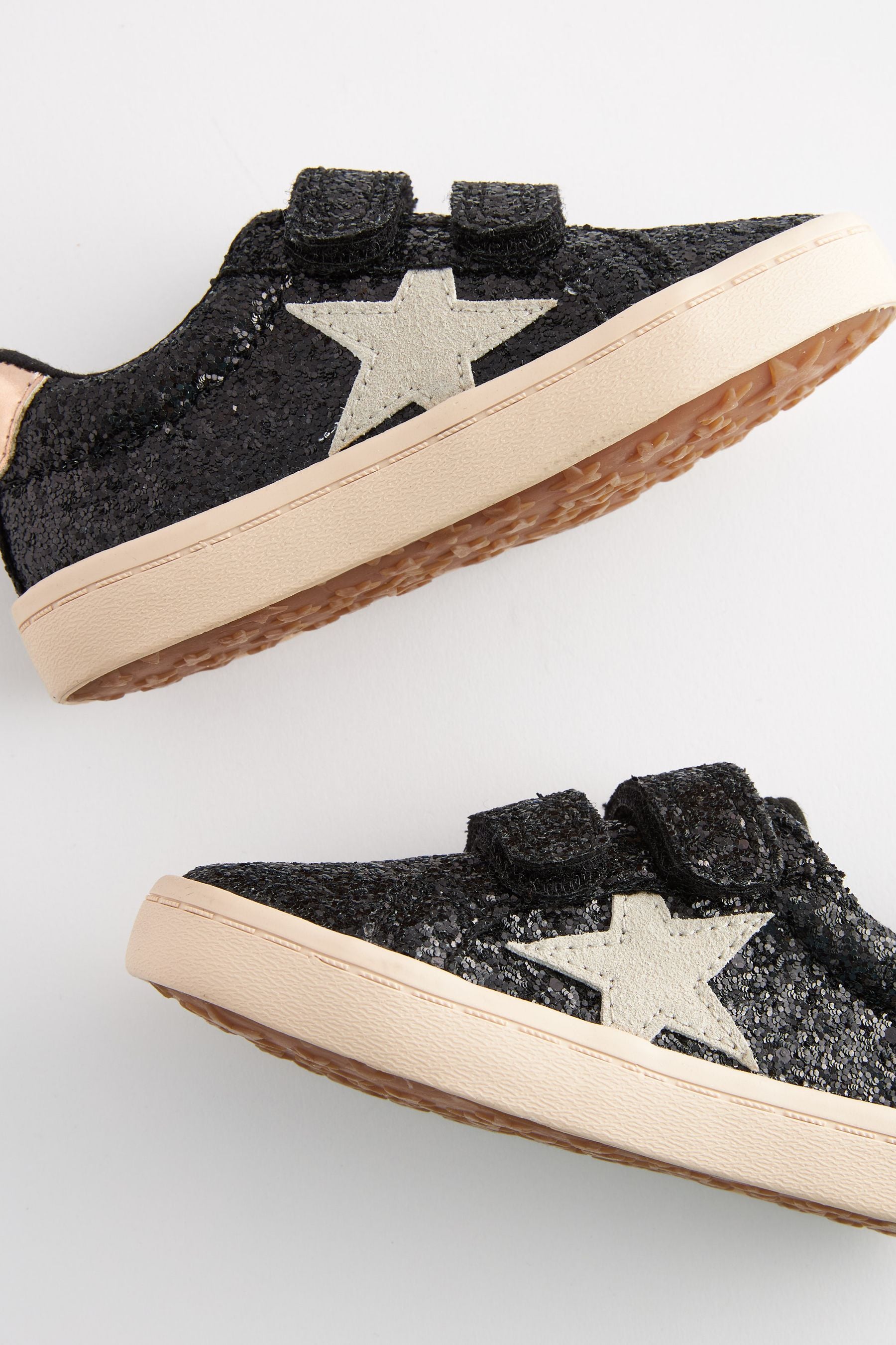 Black Glitter Star Trainers