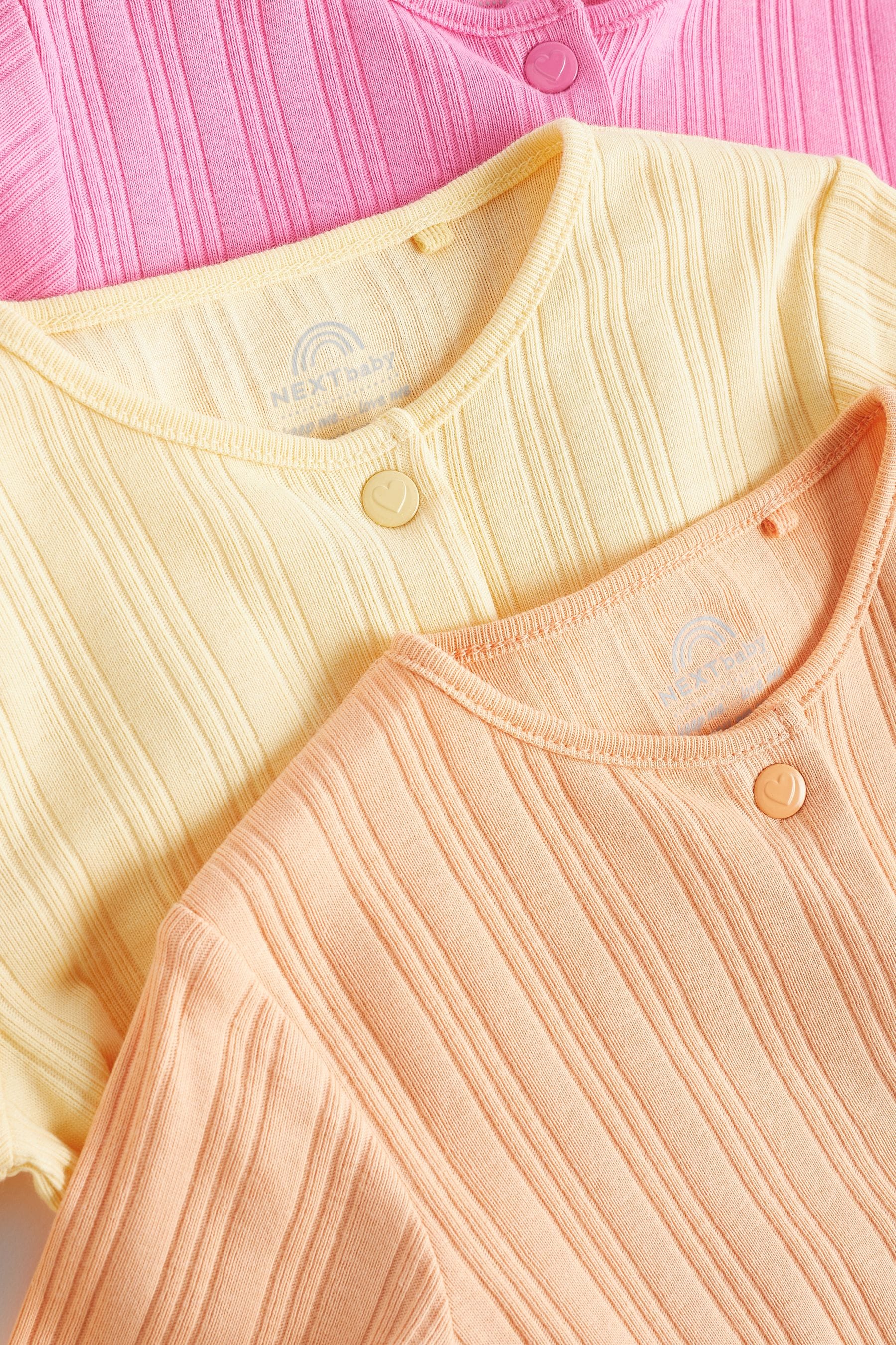 Pink/Yellow 3 Pack Baby Sleepsuits (0mths-3yrs)