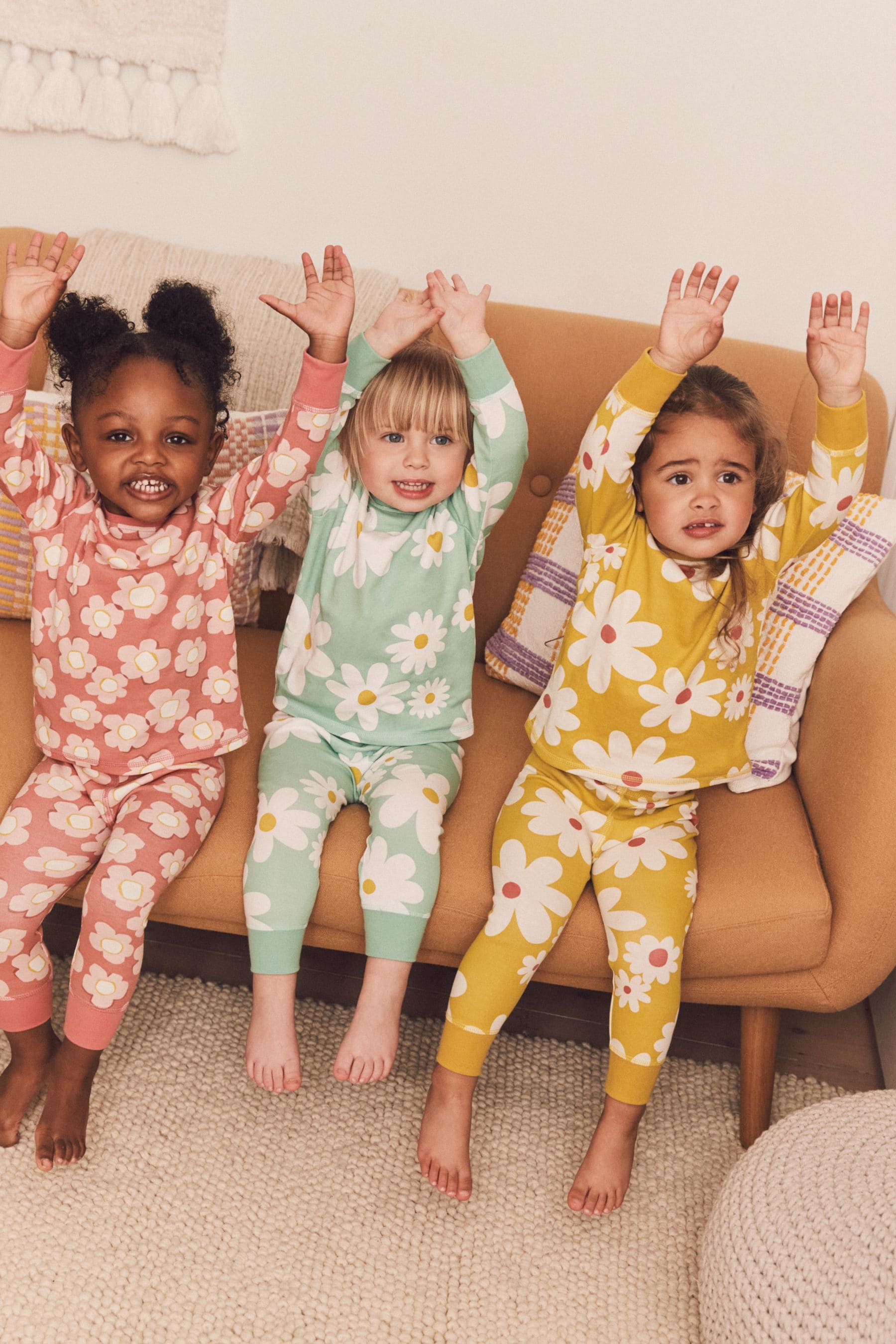 Multicoloured Floral 3 Pack Long Sleeve Printed Pyjamas (9mths-8yrs)