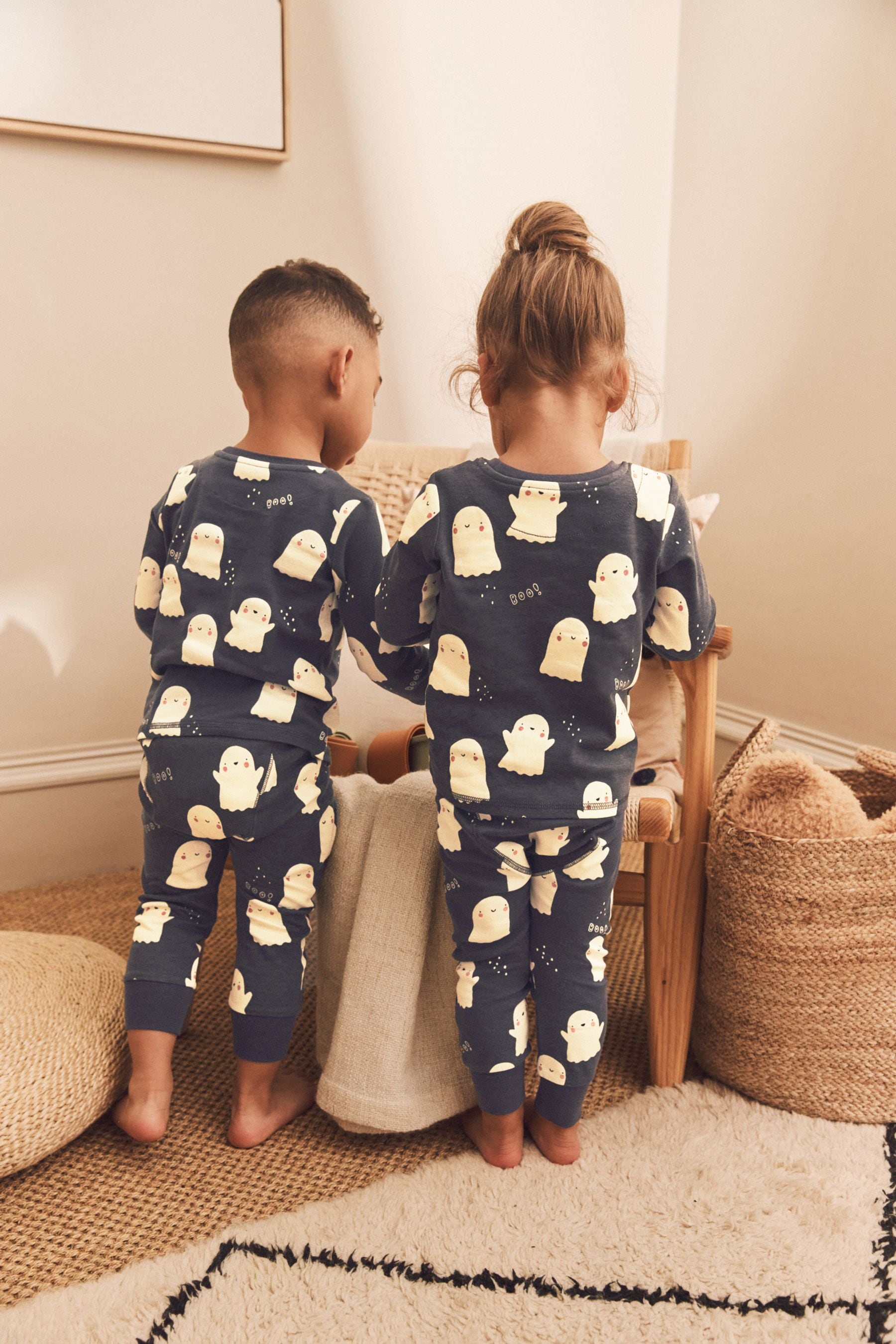 Grey Glow In The Dark Ghost Halloween Pyjamas (9mths-12yrs)