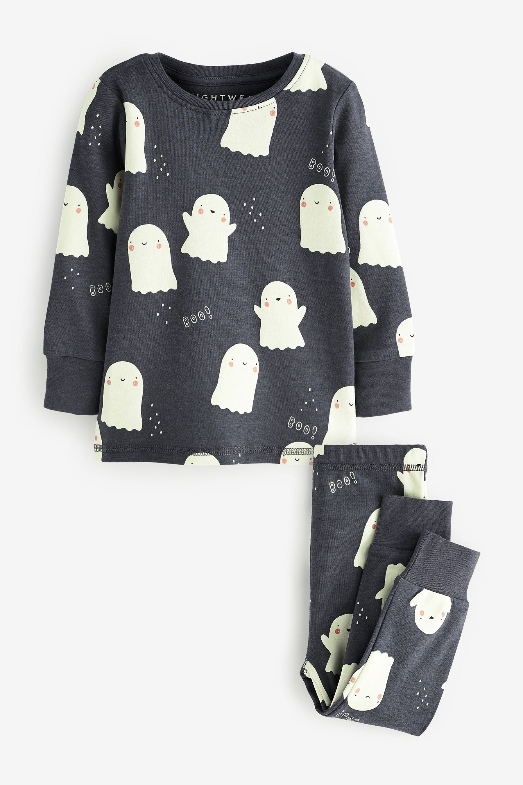 Grey Glow In The Dark Ghost Halloween Pyjamas (9mths-12yrs)