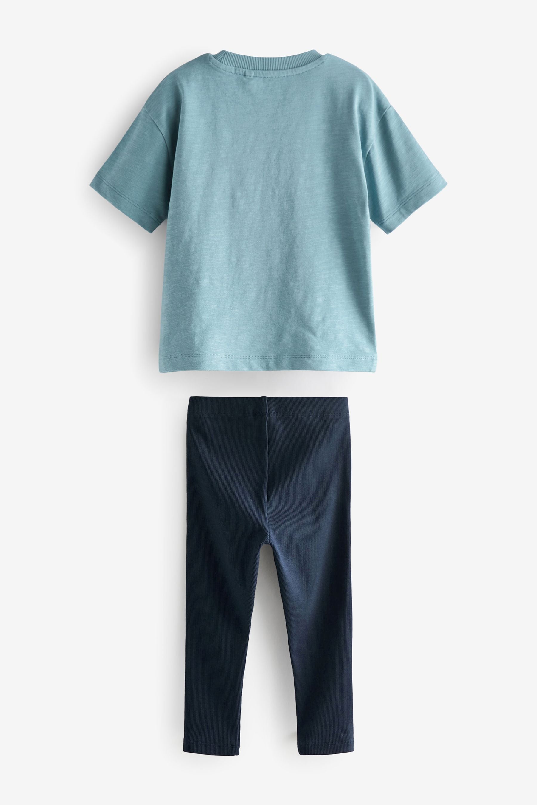 Blue Oversized Short Sleeve T-Shirt and Leggings Set (3mths-7yrs)