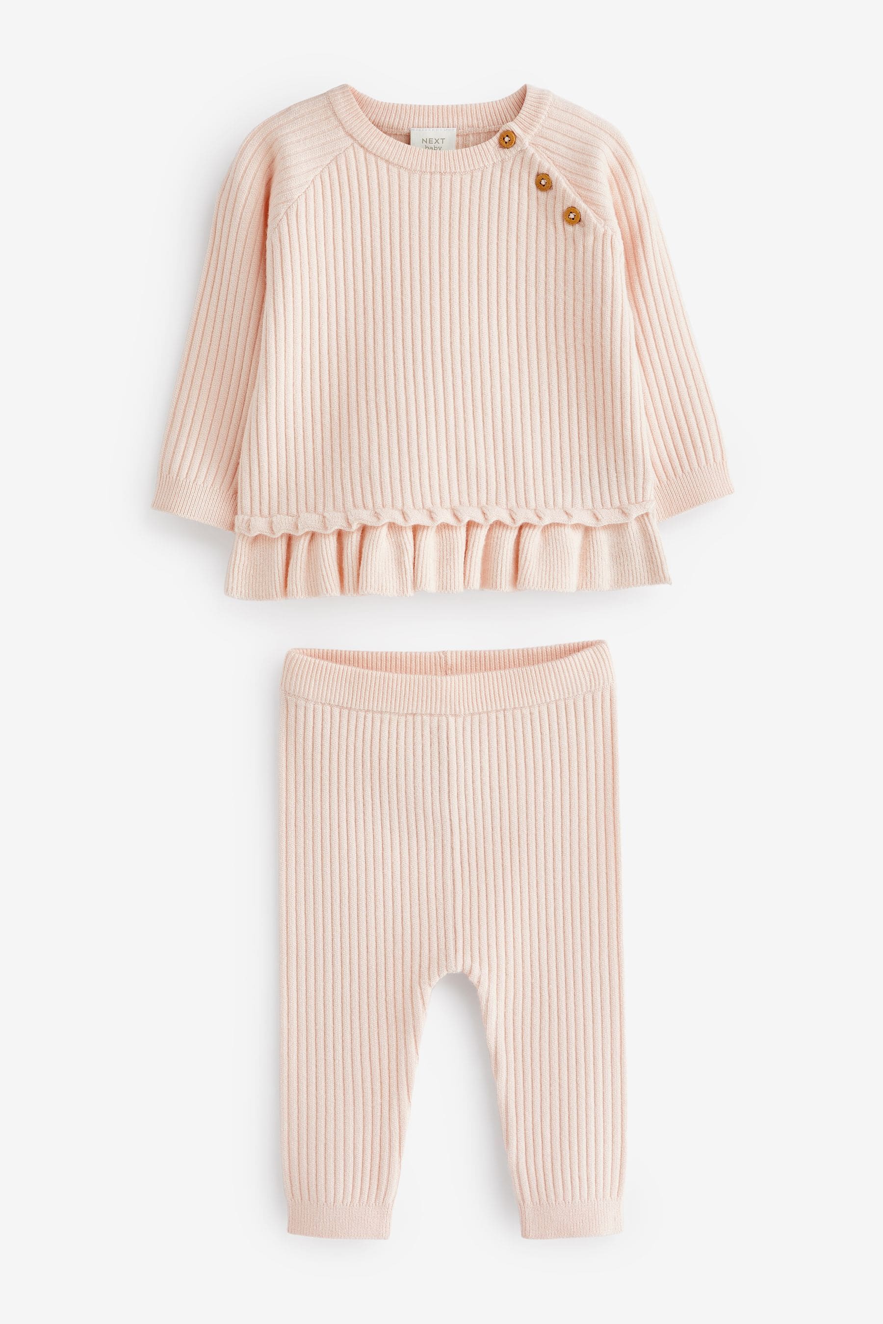 Pale Pink Knitted Baby 2 Piece Set (0mths-2yrs)